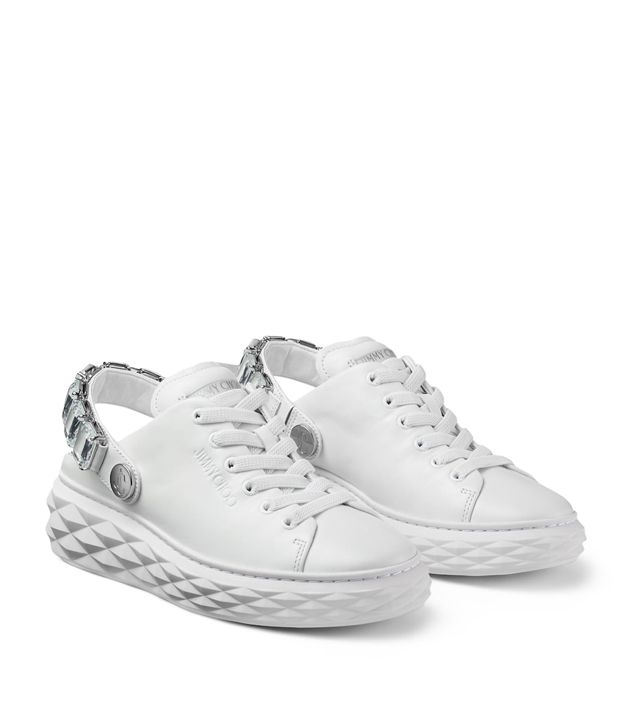 Leather Diamond Sling Sneakers V WHITE/CRYSTAL Image 7
