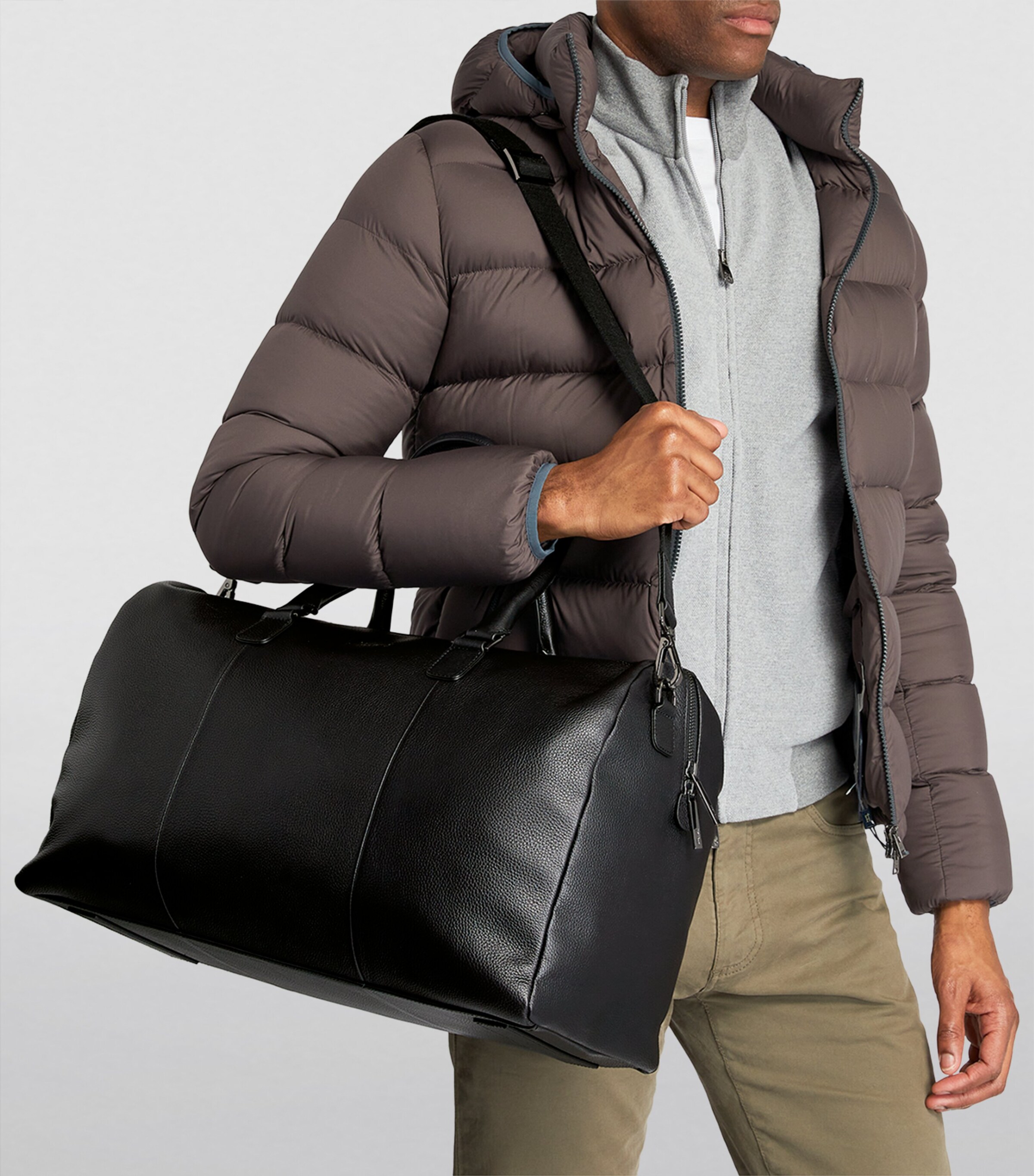 Harrods Leather Wembley Holdall Blue Image 7