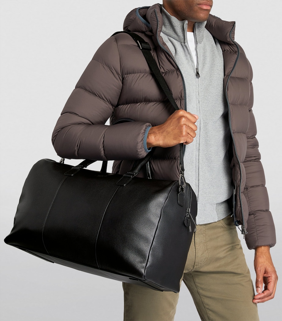 Harrods Leather Wembley Holdall Blue Image 7