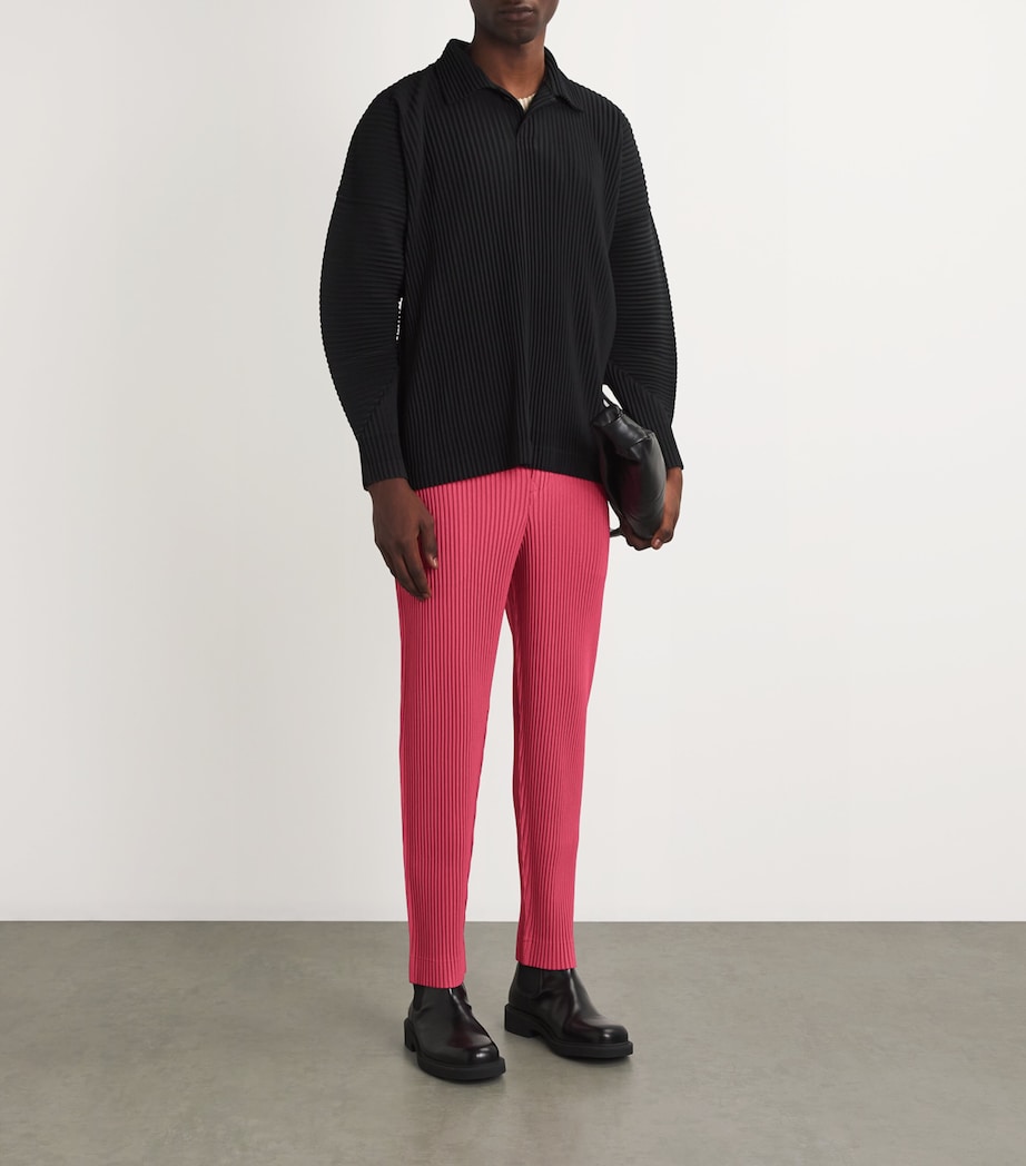 Homme Plissé Issey Miyake Mens Pleated Straight Trousers Pink Image 2