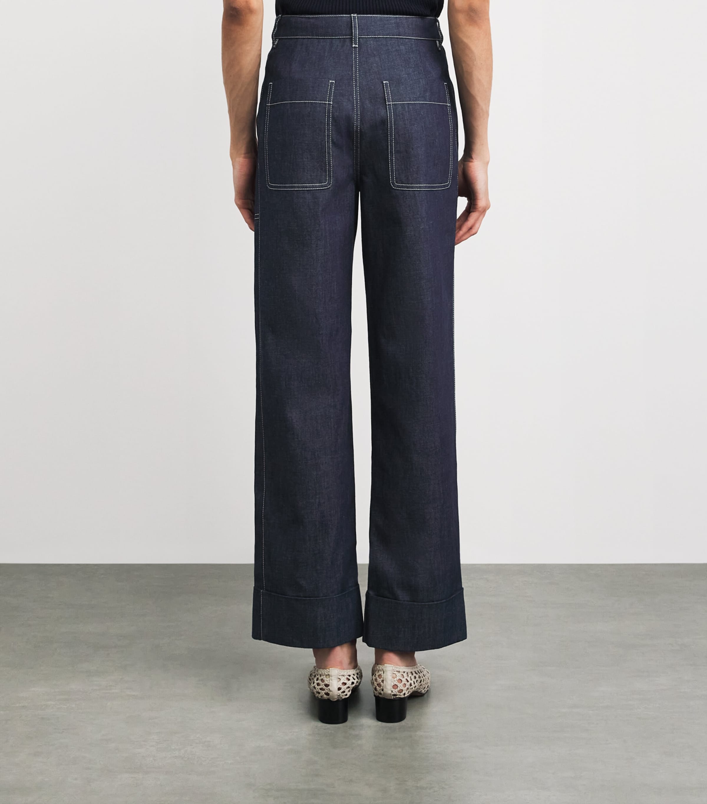 Lafayette 148 Womens Chambray Straight Trousers Shind Shipyard Indg Image 5