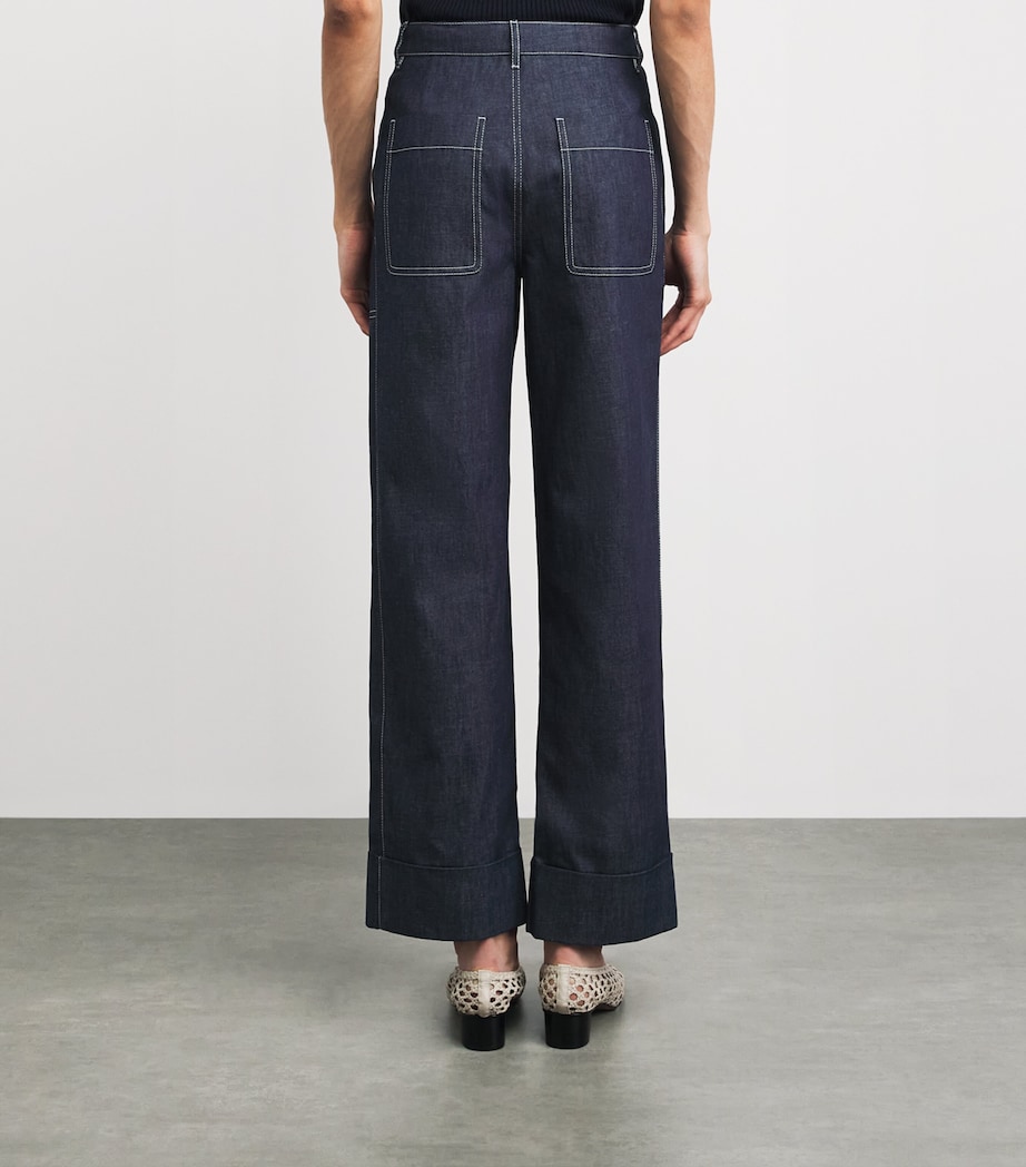 Lafayette 148 Womens Chambray Straight Trousers Shind Shipyard Indg Image 5