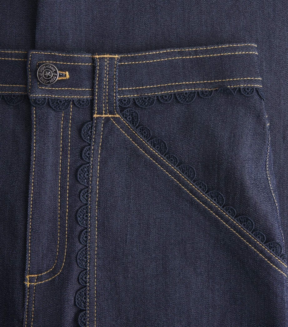Cinq A Sept Womens Guipure Lace-Trim Benji Jeans Indigo Image 6