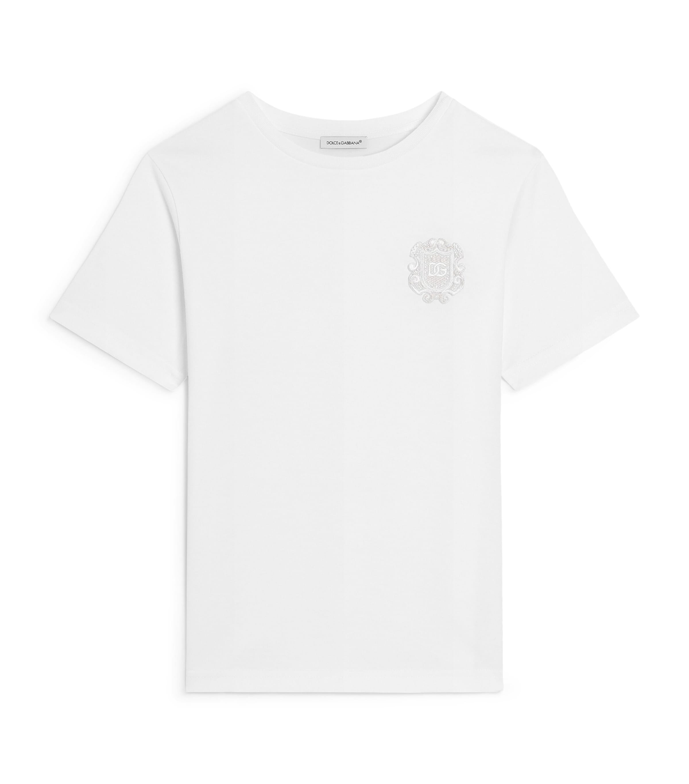 Dolce&Gabbana Kids Embroidered Logo T-Shirt (8-14 Years) Optical White Image 1