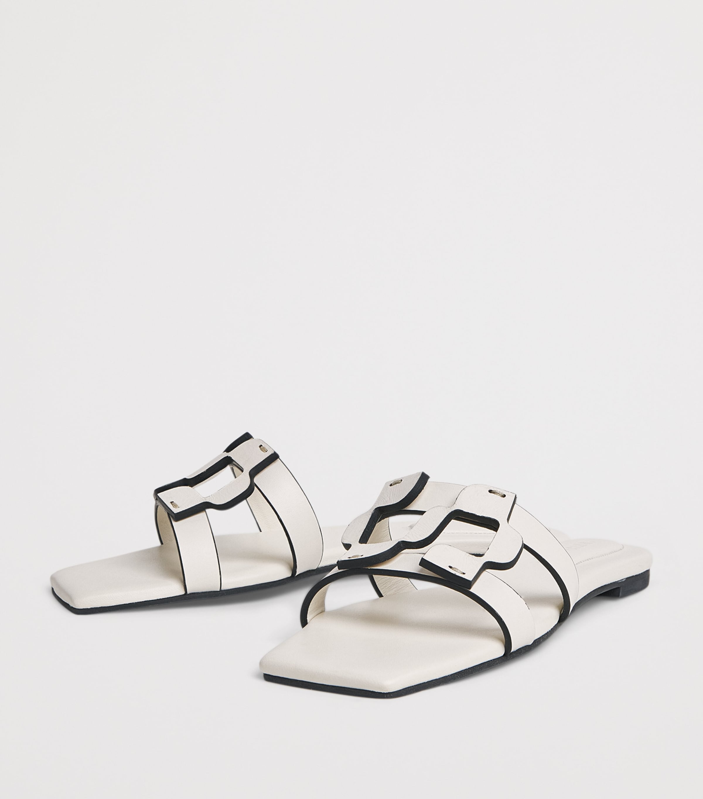 Leather Monogram Slides IVORY Image 3