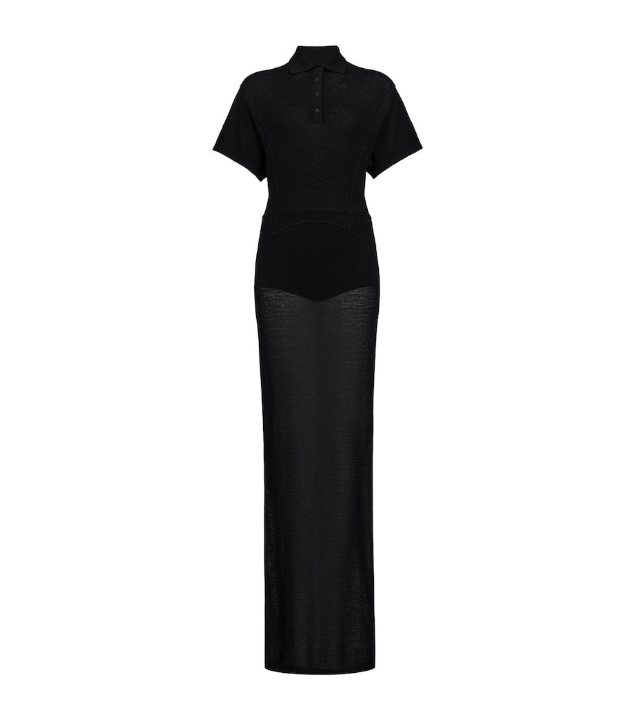 Alaïa Womens Wool Knit Polo Dress Noir Alaia Image 1