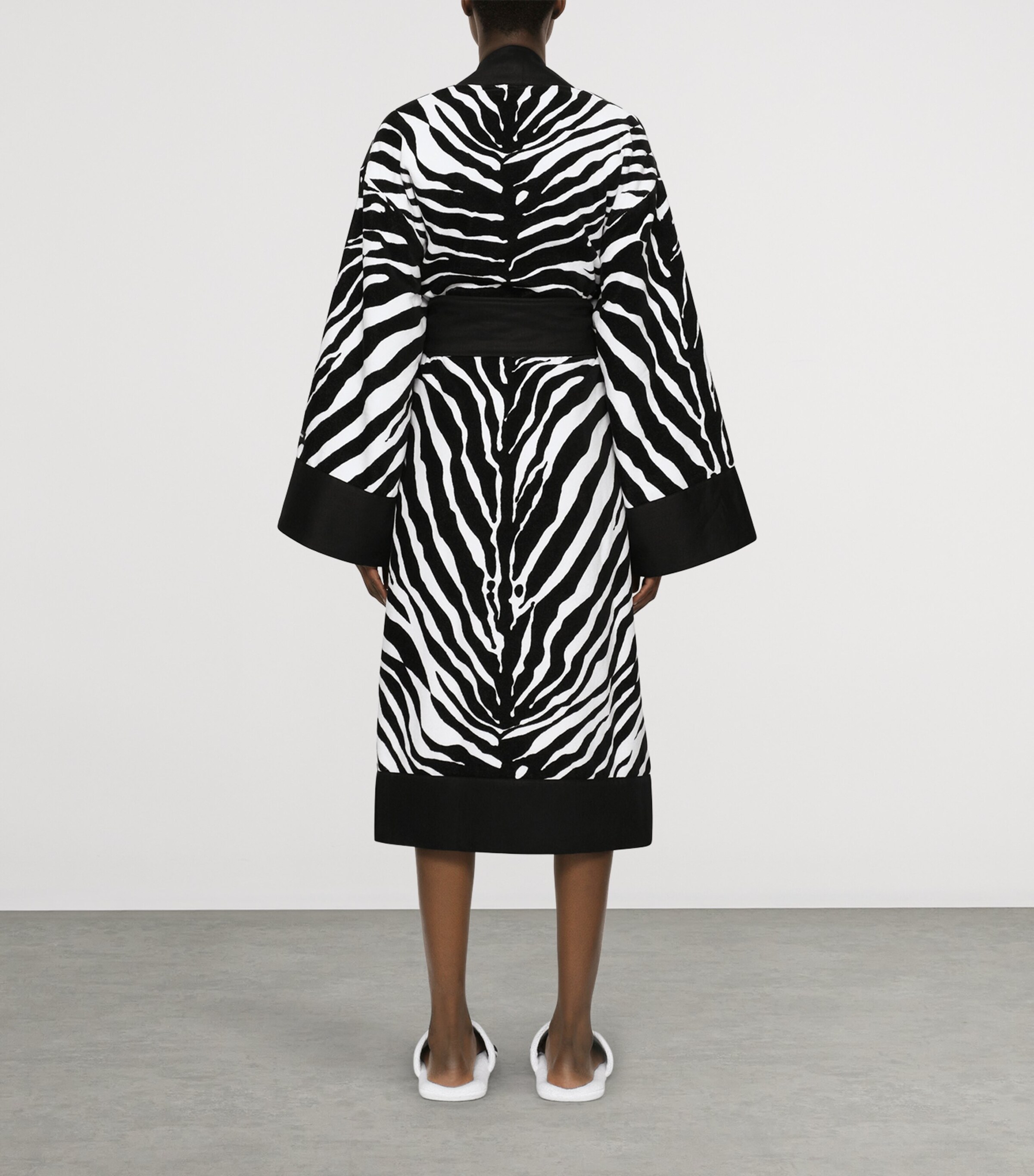 Dolce&Gabbana Casa Terry Cotton Zebra Print Robe Zebra Nero Image 4