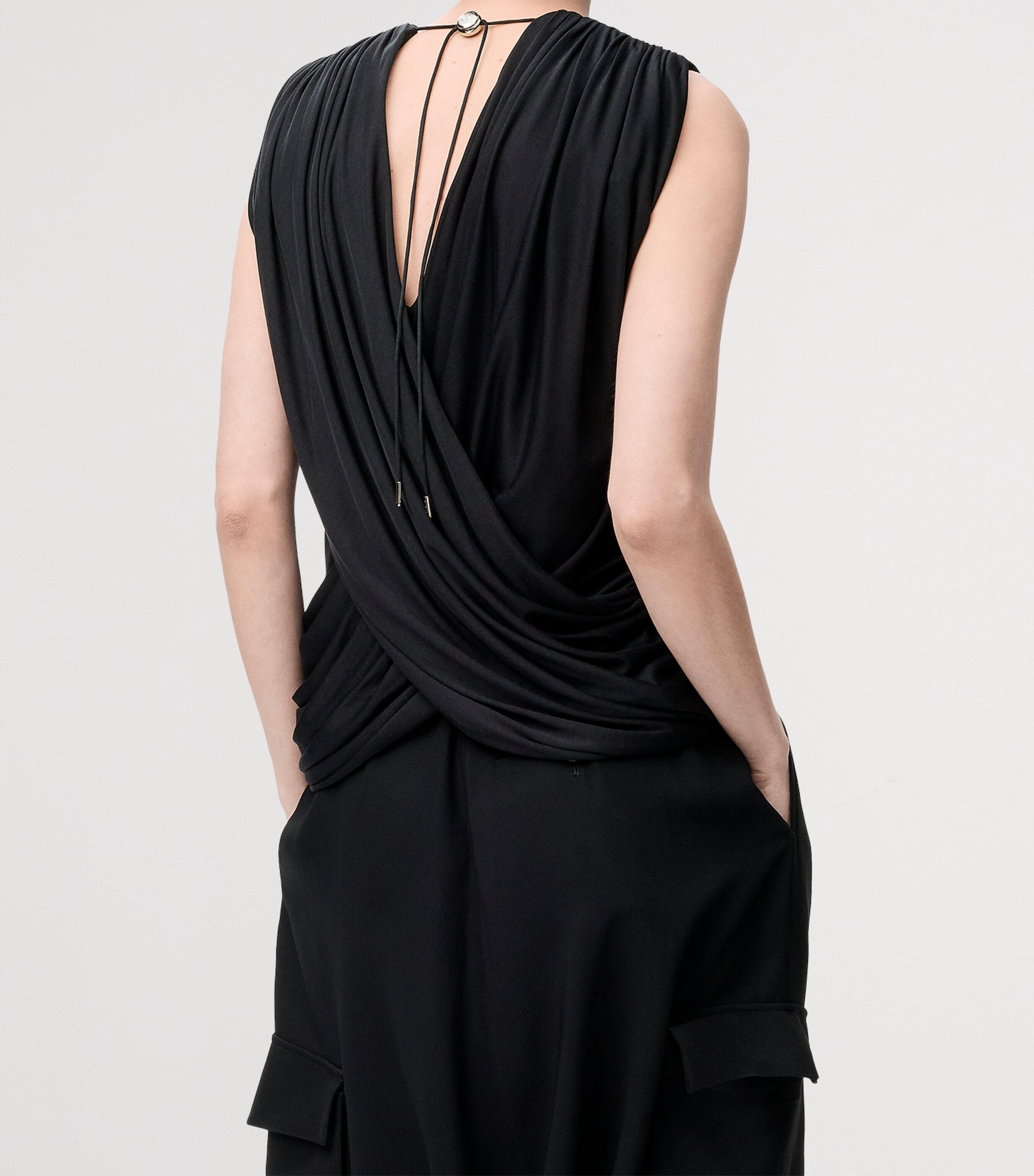 Silk Draped Top BLACK Image 3