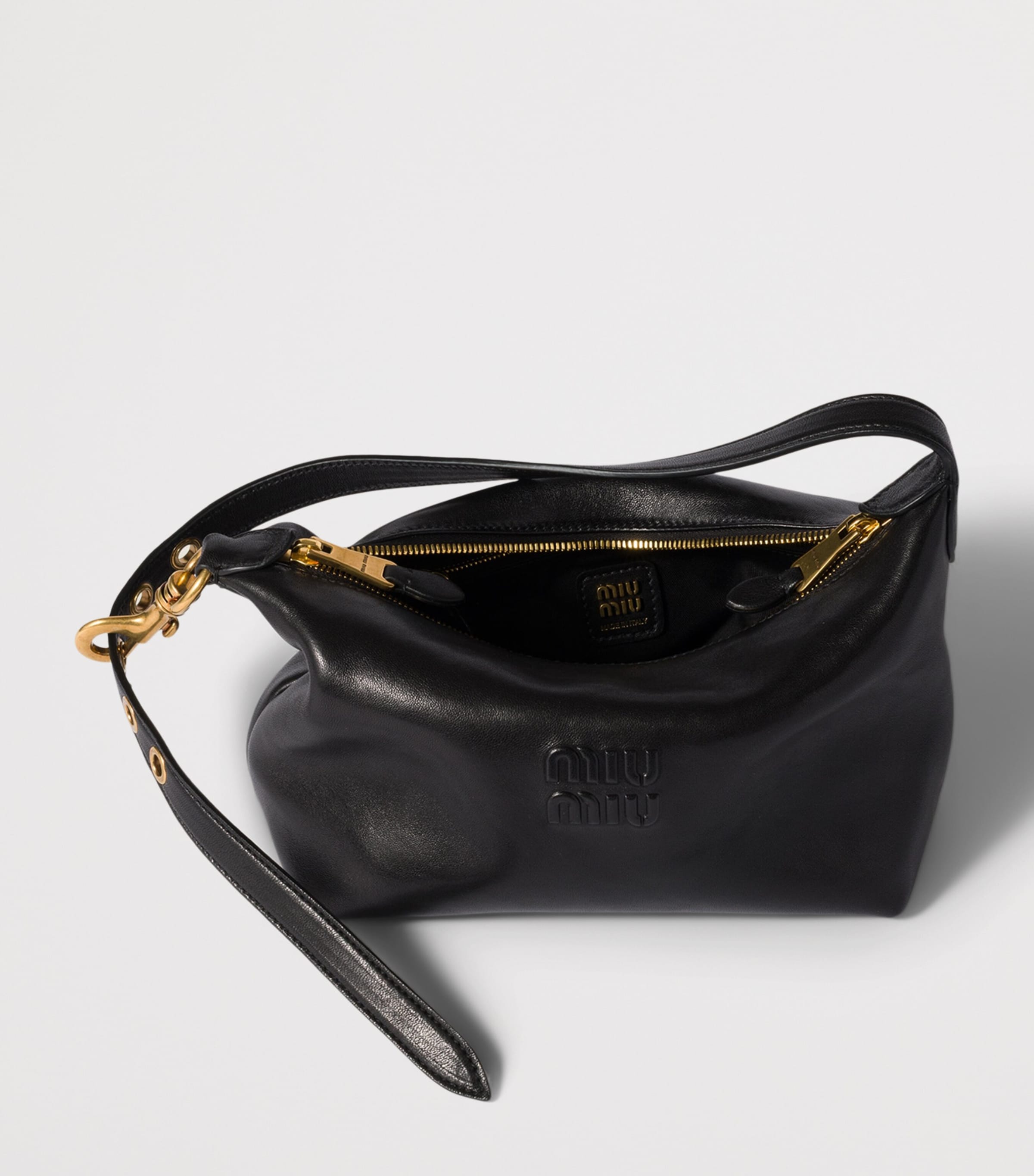 Miu Miu Small Nappa Leather Spirit Shoulder Bag Black Image 6