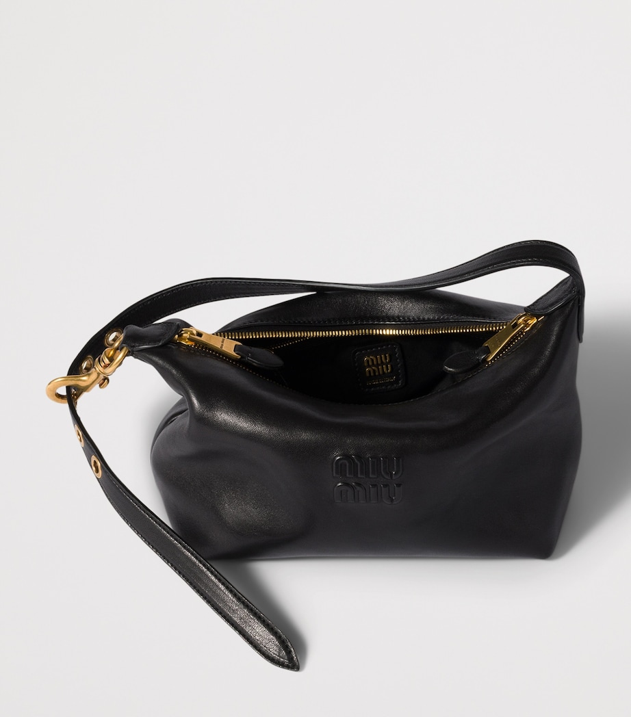 Miu Miu Small Nappa Leather Spirit Shoulder Bag Black Image 6