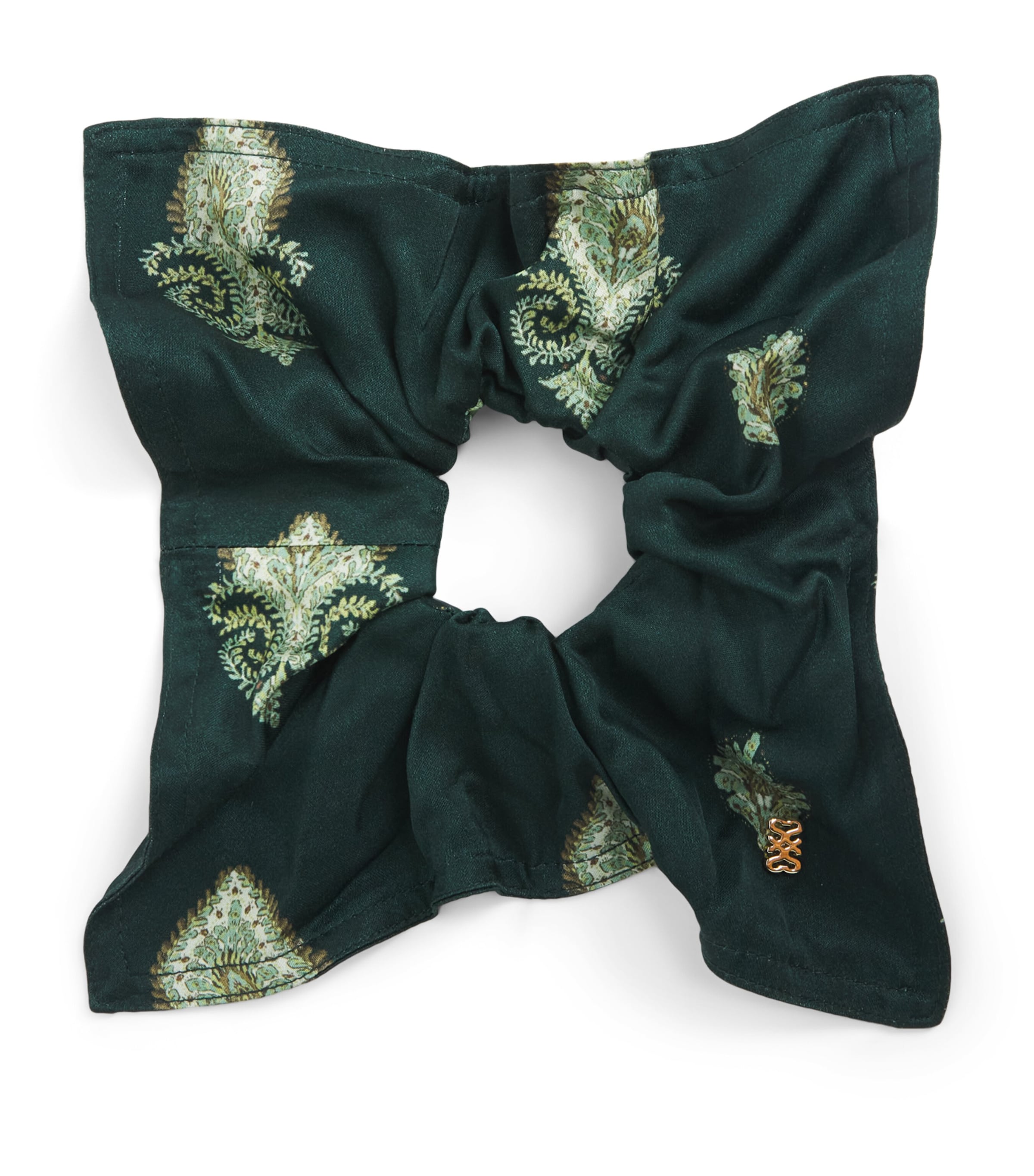 Sandro Paris Silk Floral Print Scrunchie Green Image 1