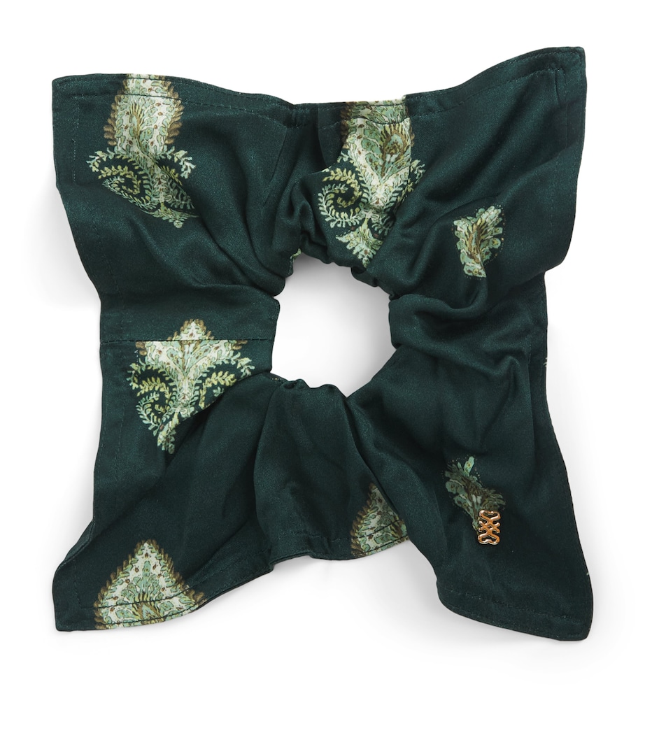 Sandro Paris Silk Floral Print Scrunchie Green Image 1