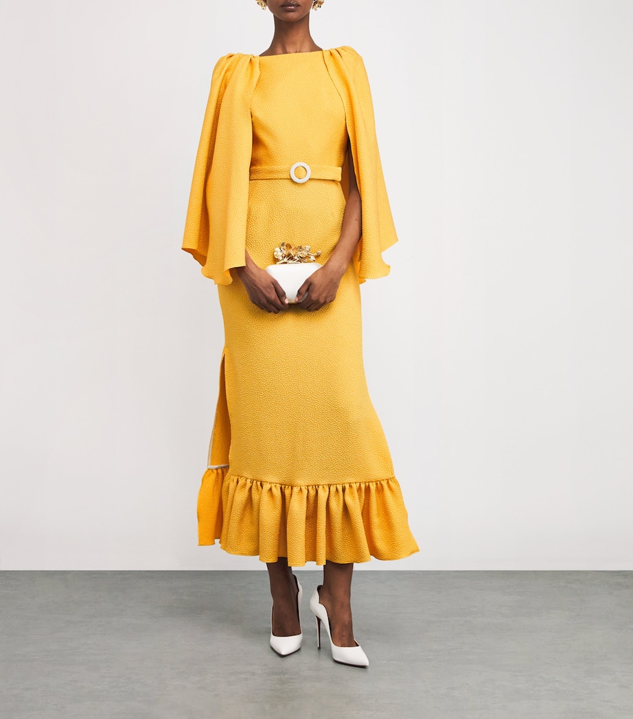 Cape-Detail Camilla Midi Dress YEL Image 2