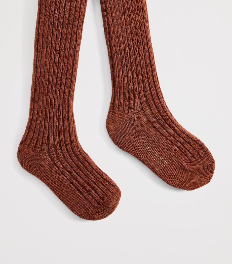 Bonpoint Cotton Banny Ribbed Tights Marron Chine Image 2