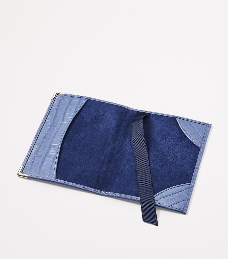 Croc-Embossed Leather Passport Cover CAPRI BLUE Image 3