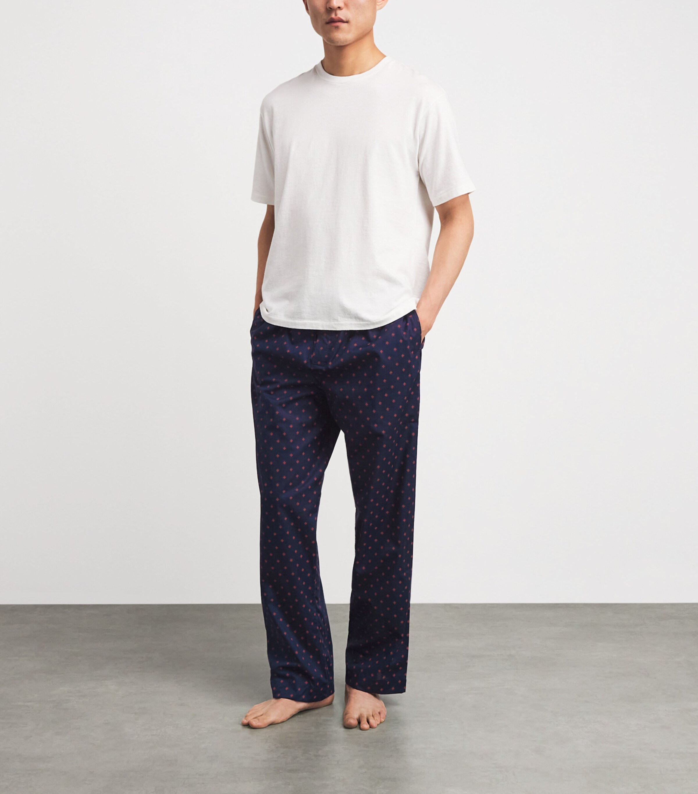 Derek Rose Mens Cotton Nelson Lounge Trousers Nav Image 2