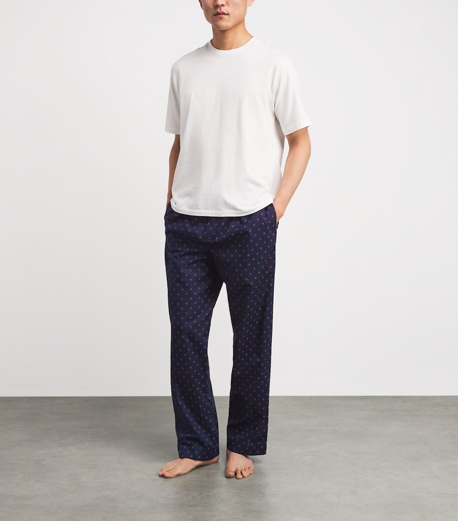 Derek Rose Mens Cotton Nelson Lounge Trousers Nav Image 2