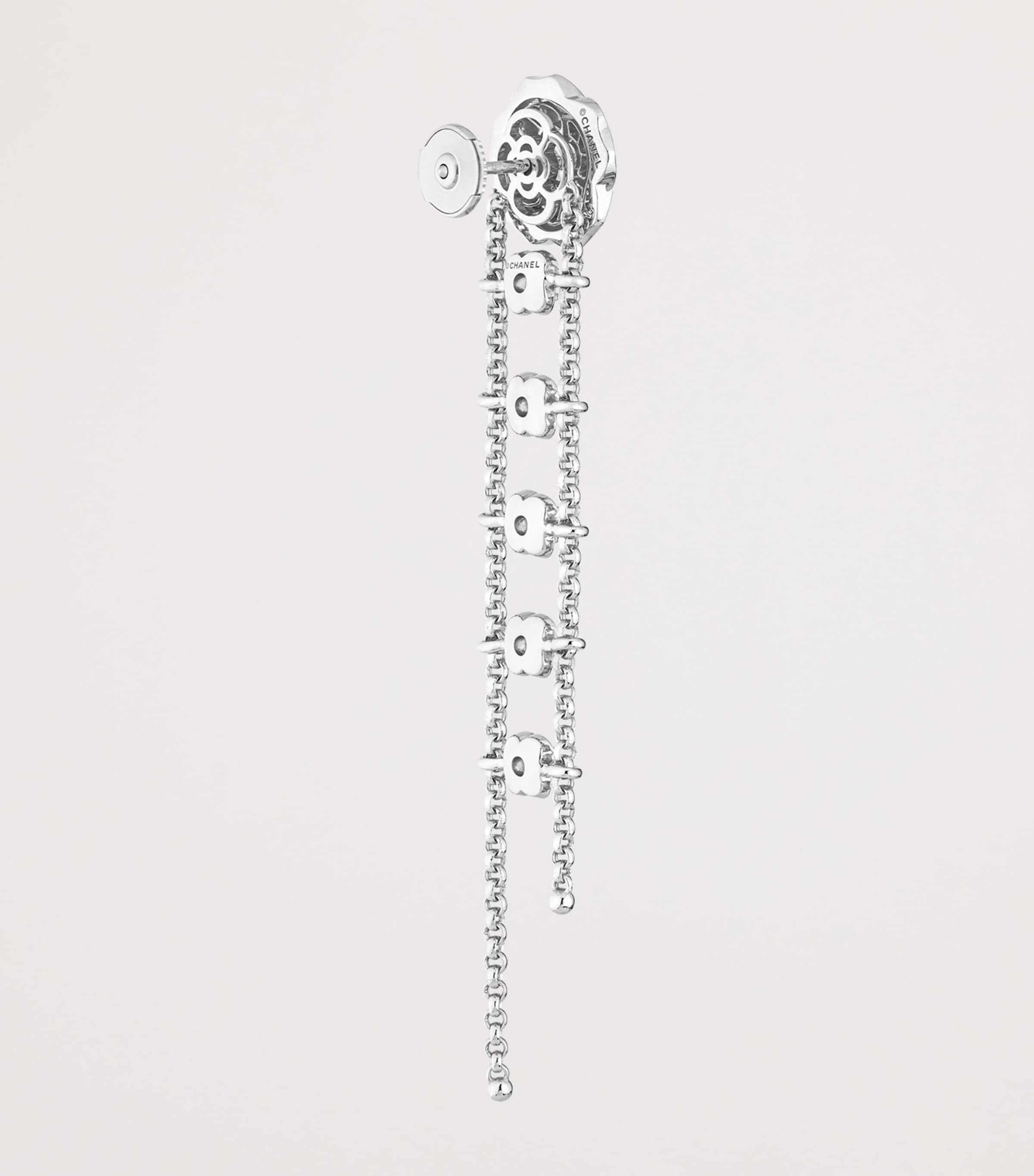 White Gold and Diamond Camélia Transformable Earrings WHITE Image 3