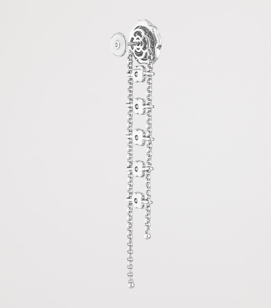 White Gold and Diamond Camélia Transformable Earrings WHITE Image 3