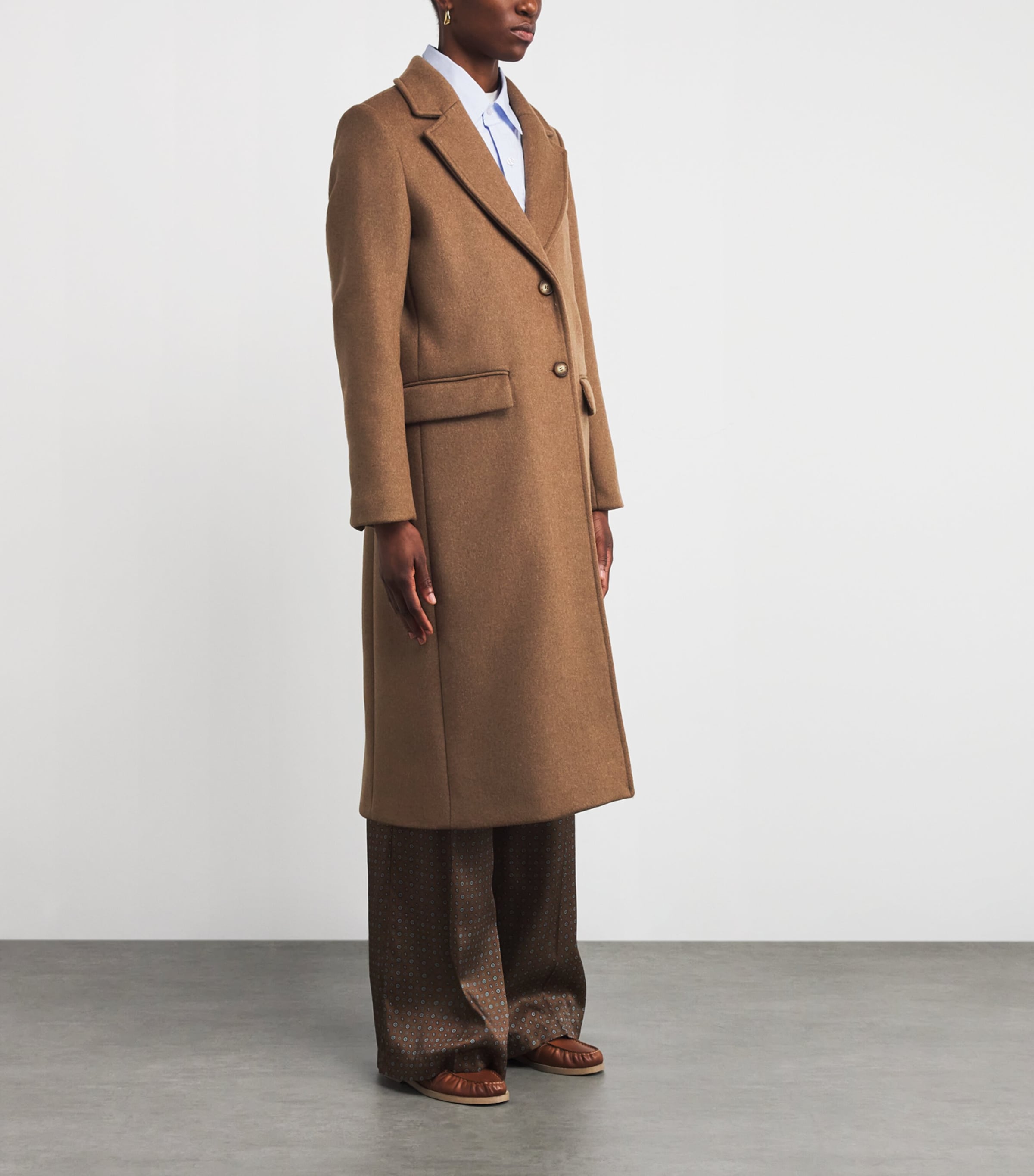 Wool-Blend Longline Coat DARK BEIGE Image 3