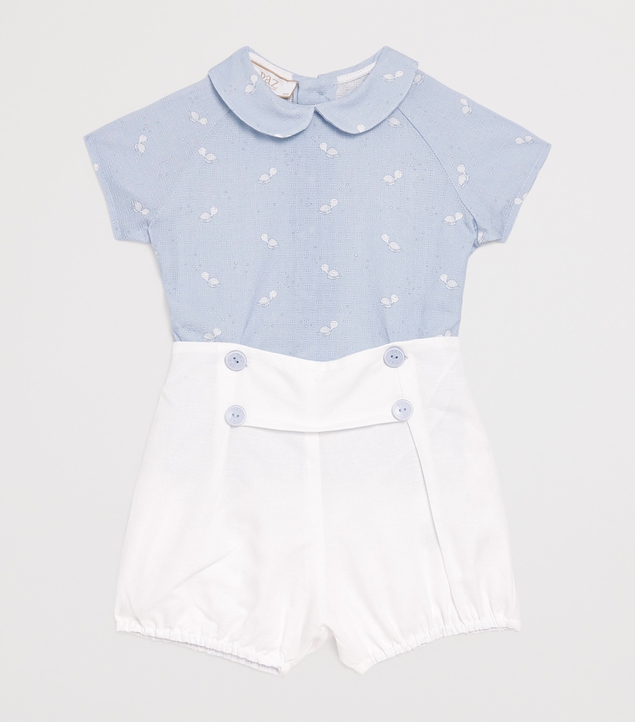 Linen Shirt and Shorts Set (1-24 Months) 801 T2075 SKY BLUE Image 3