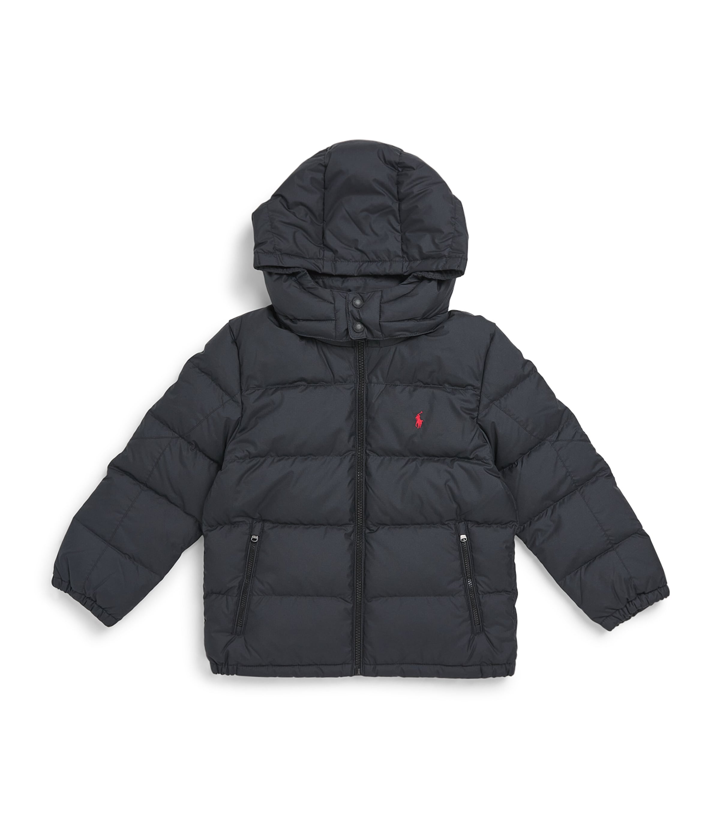 Ralph Lauren Kids Down Hooded Puffer Jacket (9-24 Months) Black Image 1