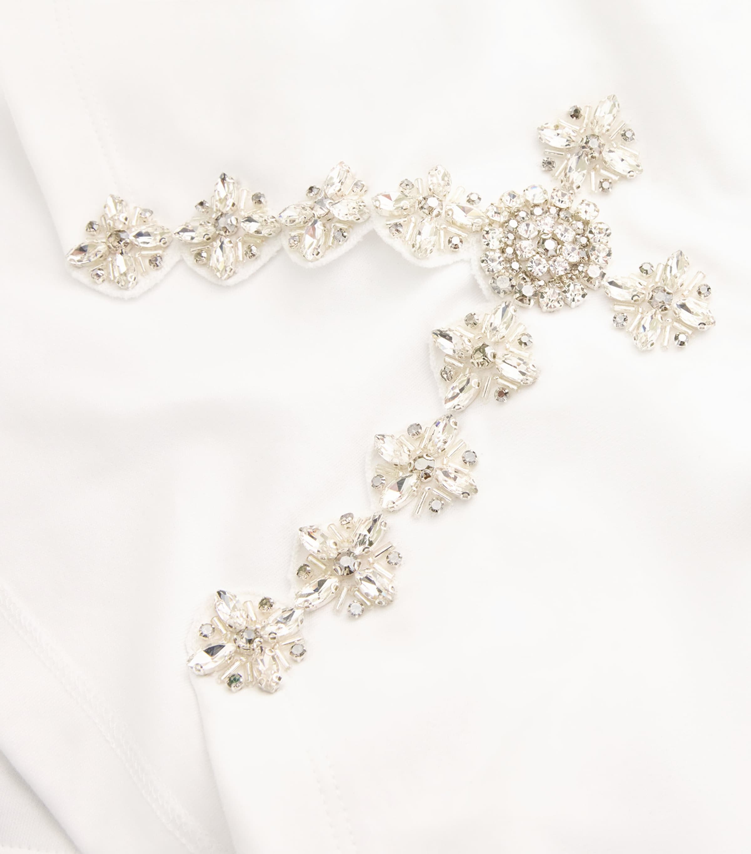 Rhinestone-Embellished Crop T-Shirt WHITE Image 5