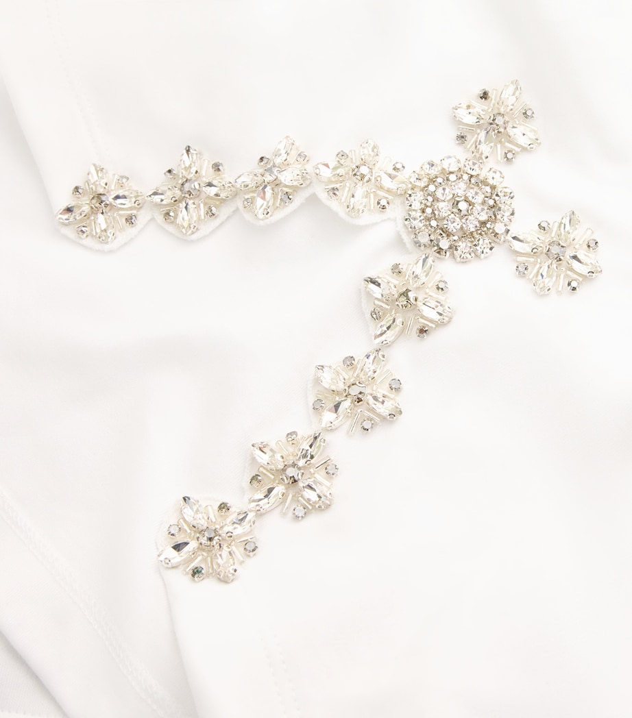 Rhinestone-Embellished Crop T-Shirt WHITE Image 5