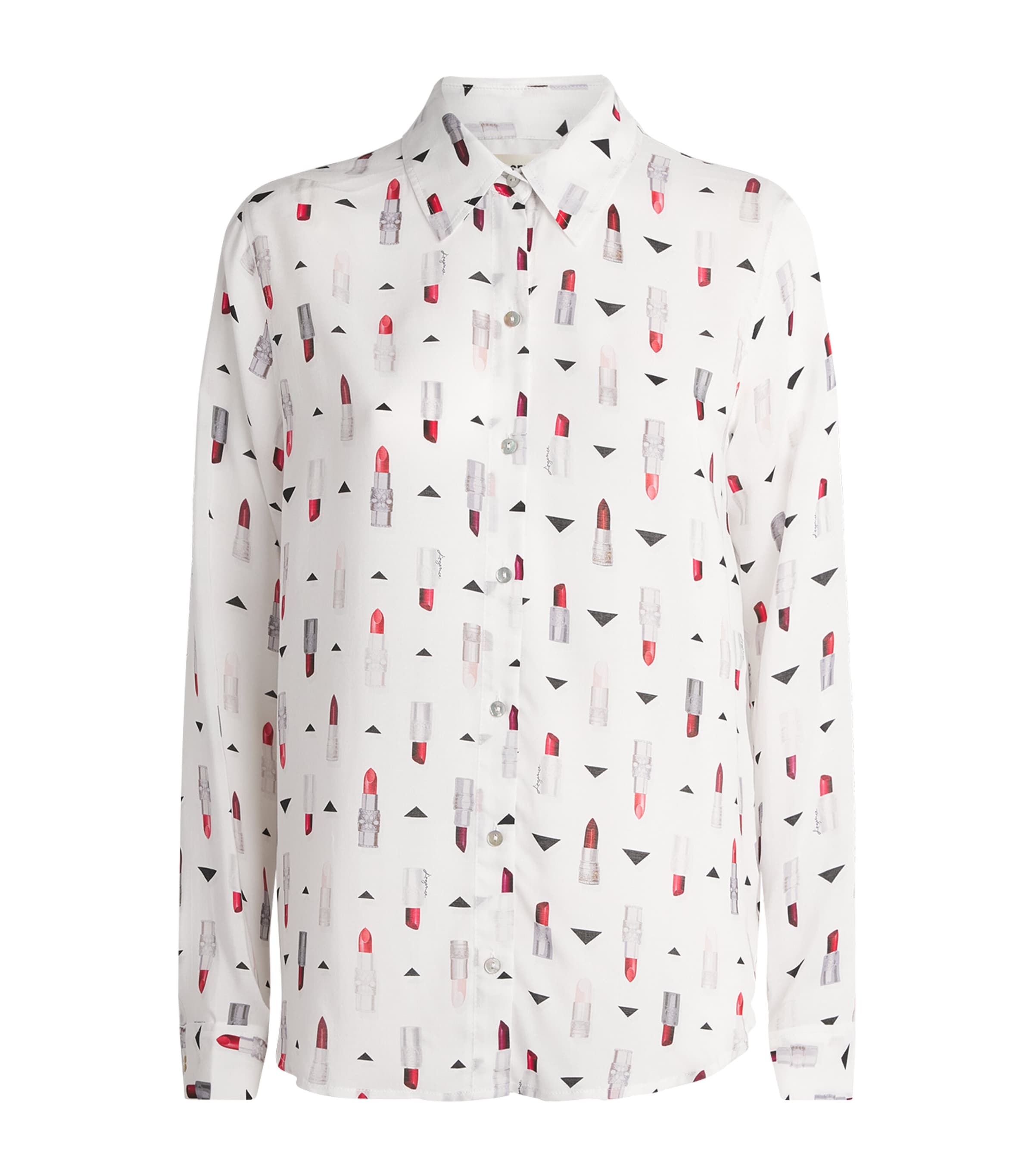 L'Agence Womens Lipstick Print Holly Shirt Lipp Ivry Mlti Lpstk Image 1