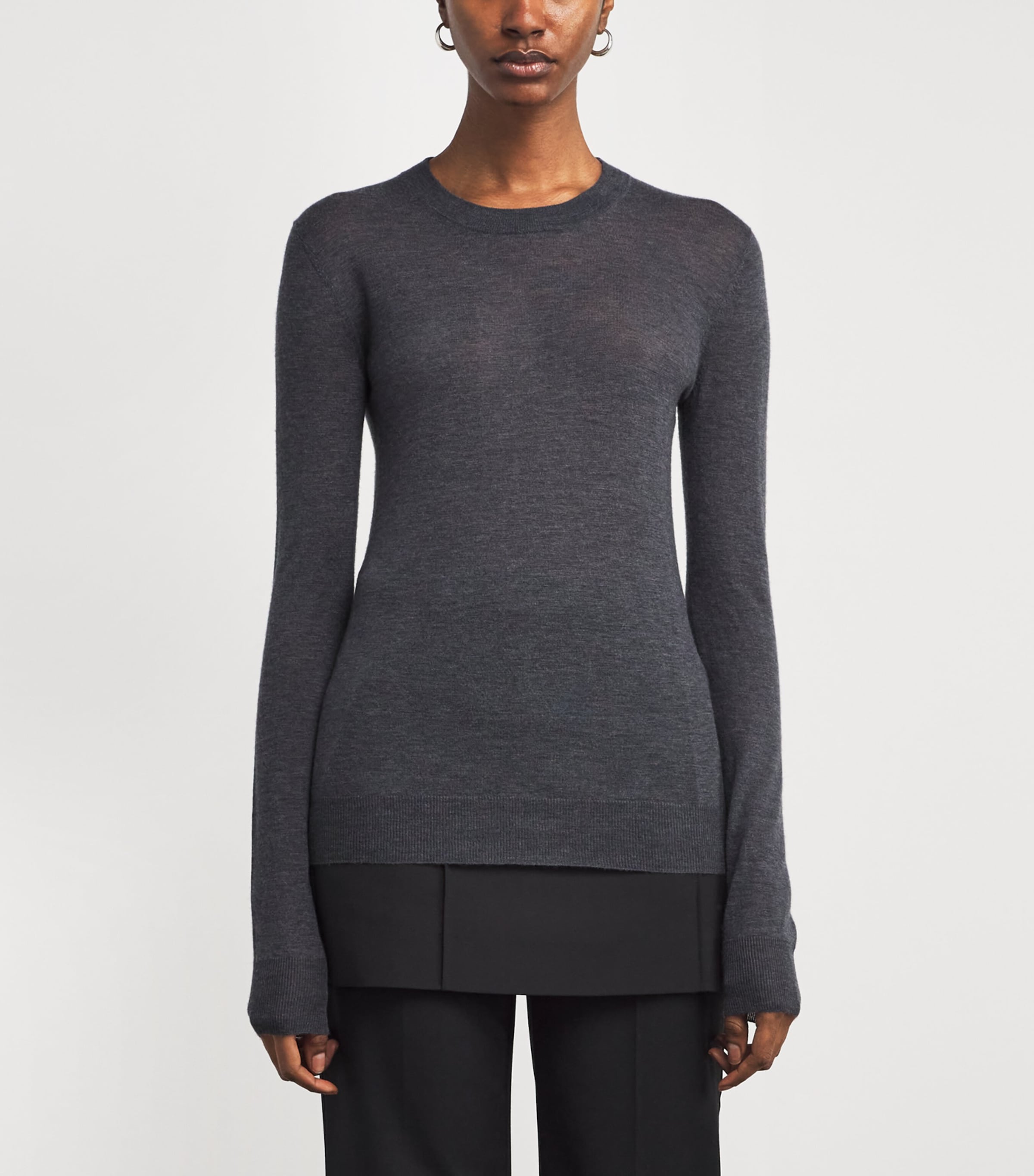 Cashmere Round-Neck Sweater SMOKE Image 3