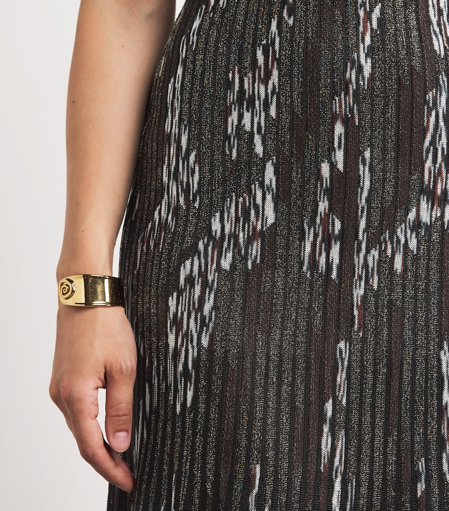 Metallic Ribbed Maxi Dress SM9T2 BLCK/BRWN/WHT Image 4