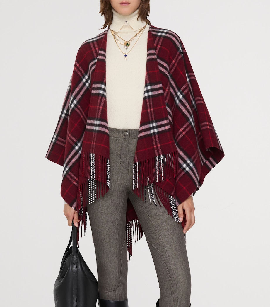 Wool-Cashmere Check Cape OXBLOOD Image 2