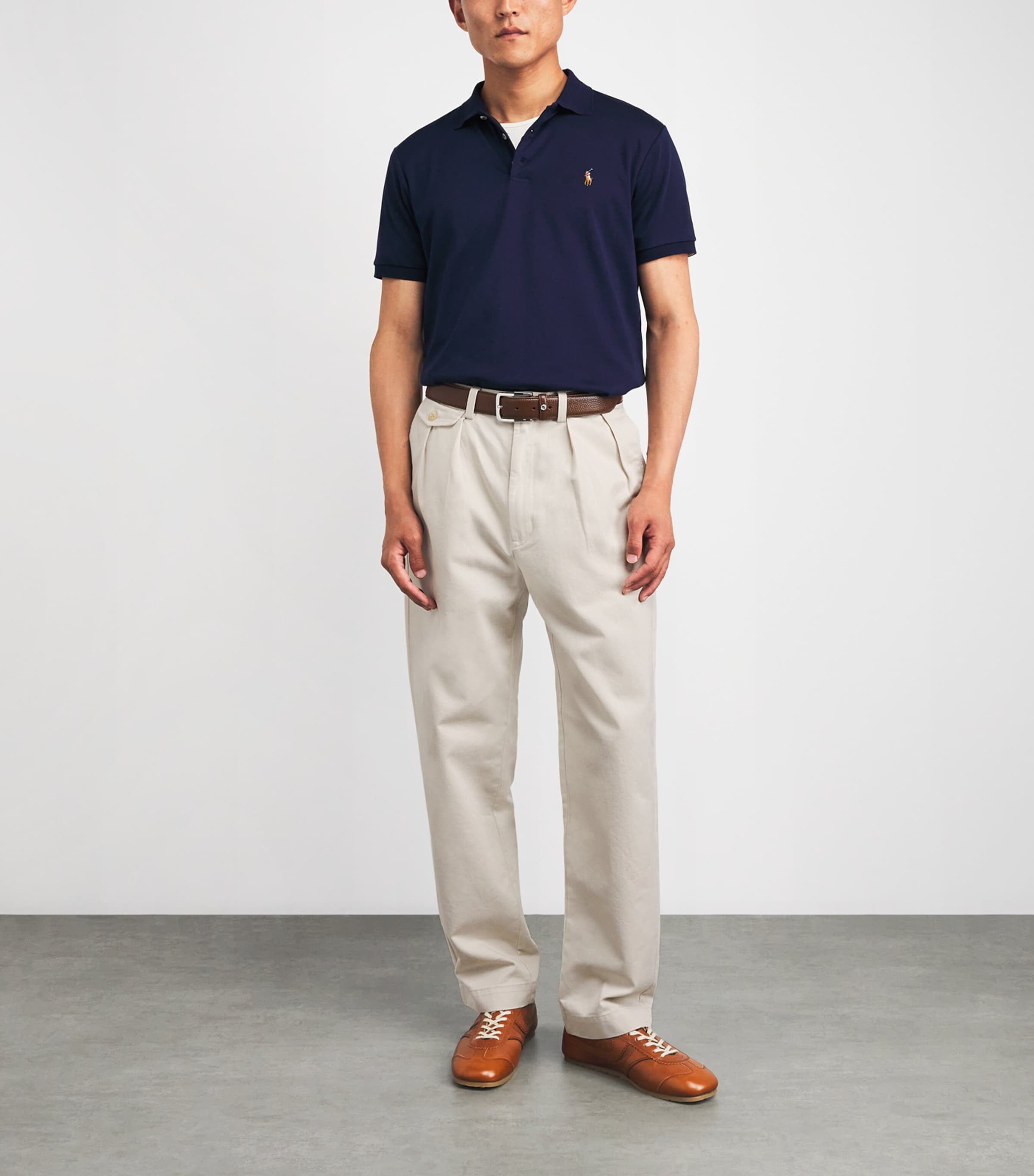 Polo Ralph Lauren Mens Cotton Pleated Whitman Chinos New Stone Image 2