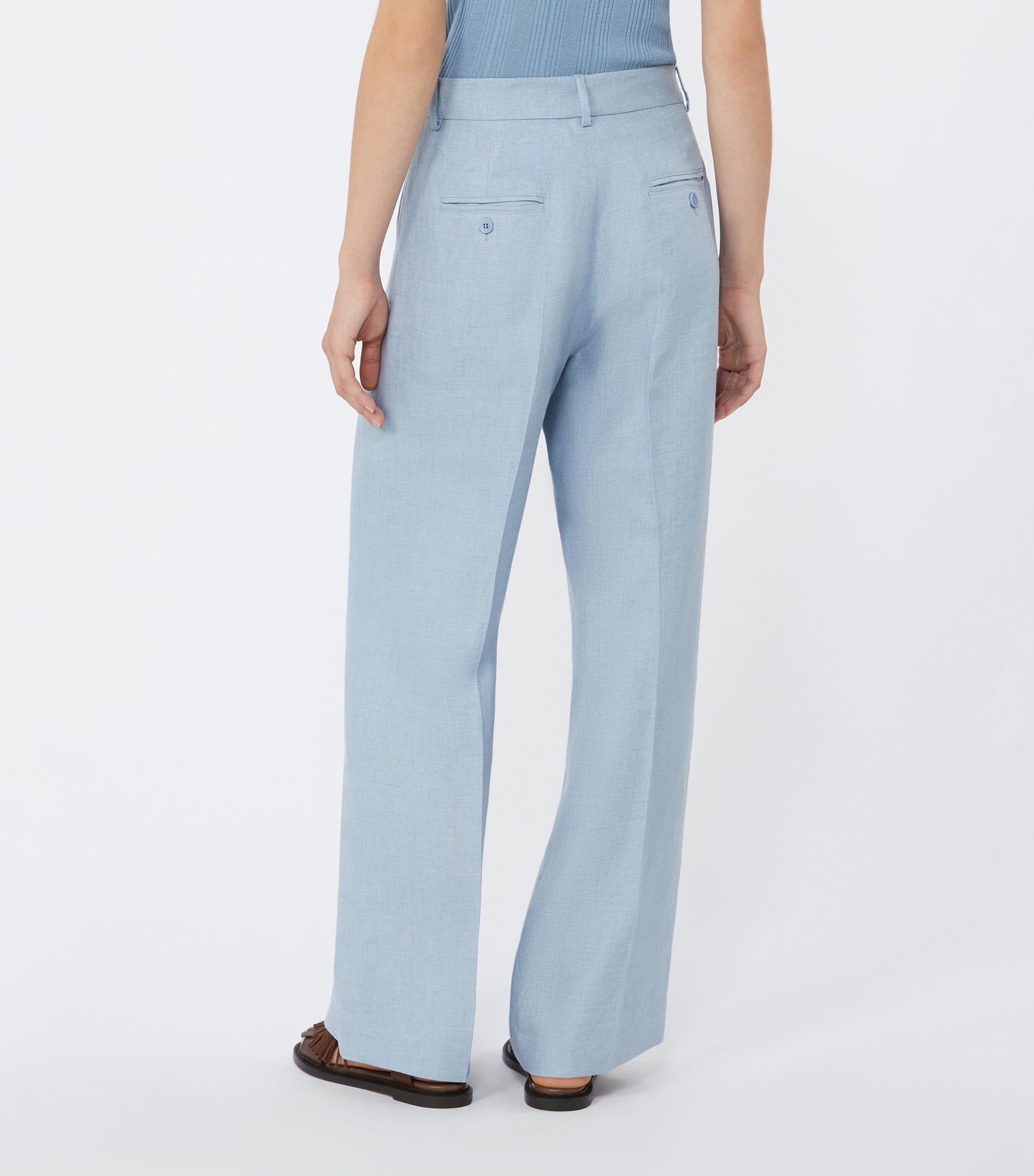 Weekend Max Mara Womens Linen Wide-Leg Trousers Navy Image 4