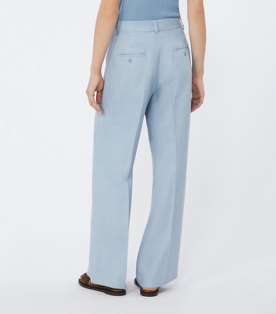 Weekend Max Mara Womens Linen Wide-Leg Trousers Navy Image 4