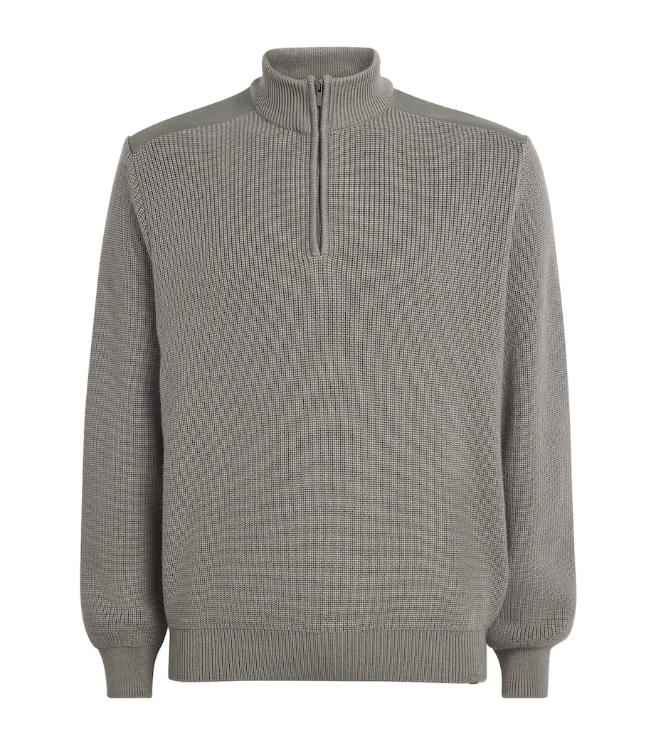Virgin Wool-Silk Quarter-Zip Sweater 445 GREY-GREEN Image 1