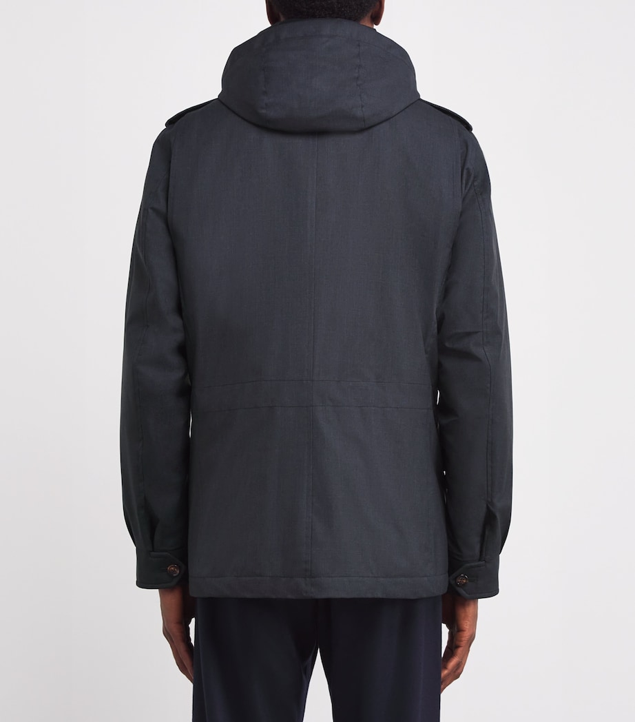 Virgin Wool-Silk Down Coat DARK BLU U0402 Image 4