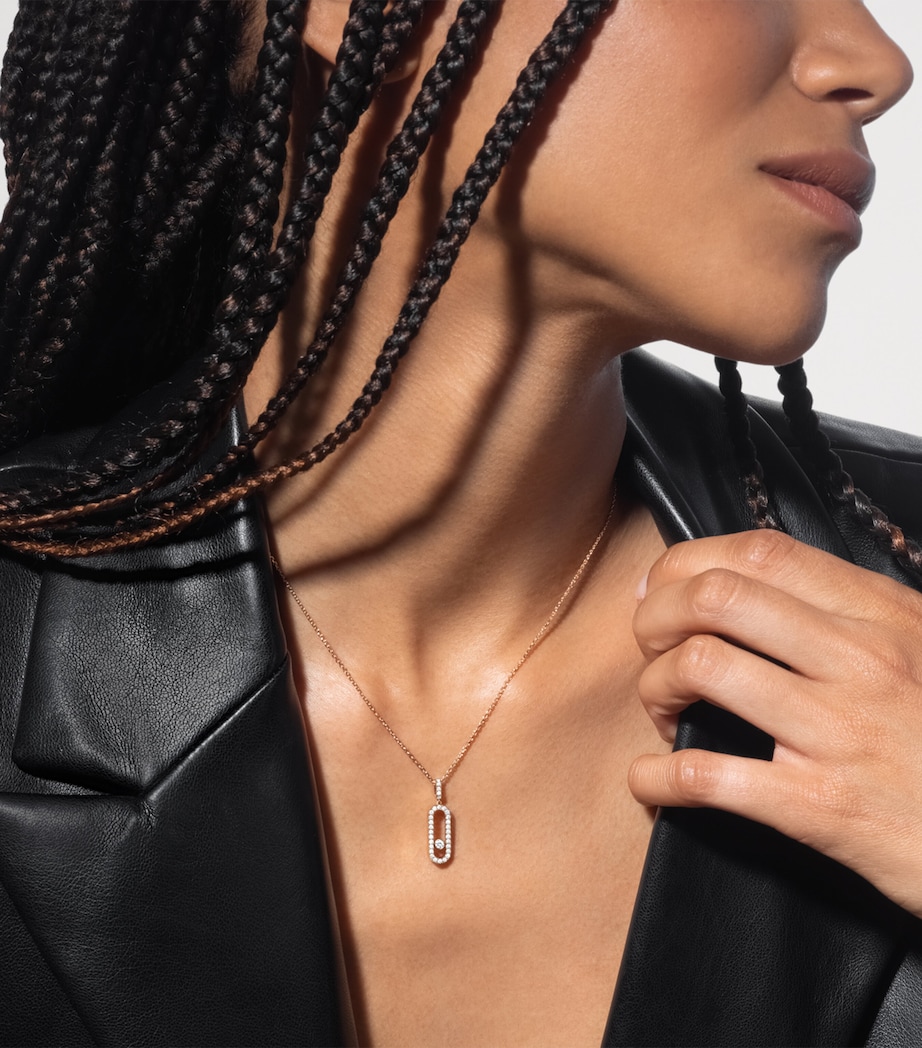 Messika Move Uno Rose Gold and Diamond Pendant Necklace Pink Gold Image 2