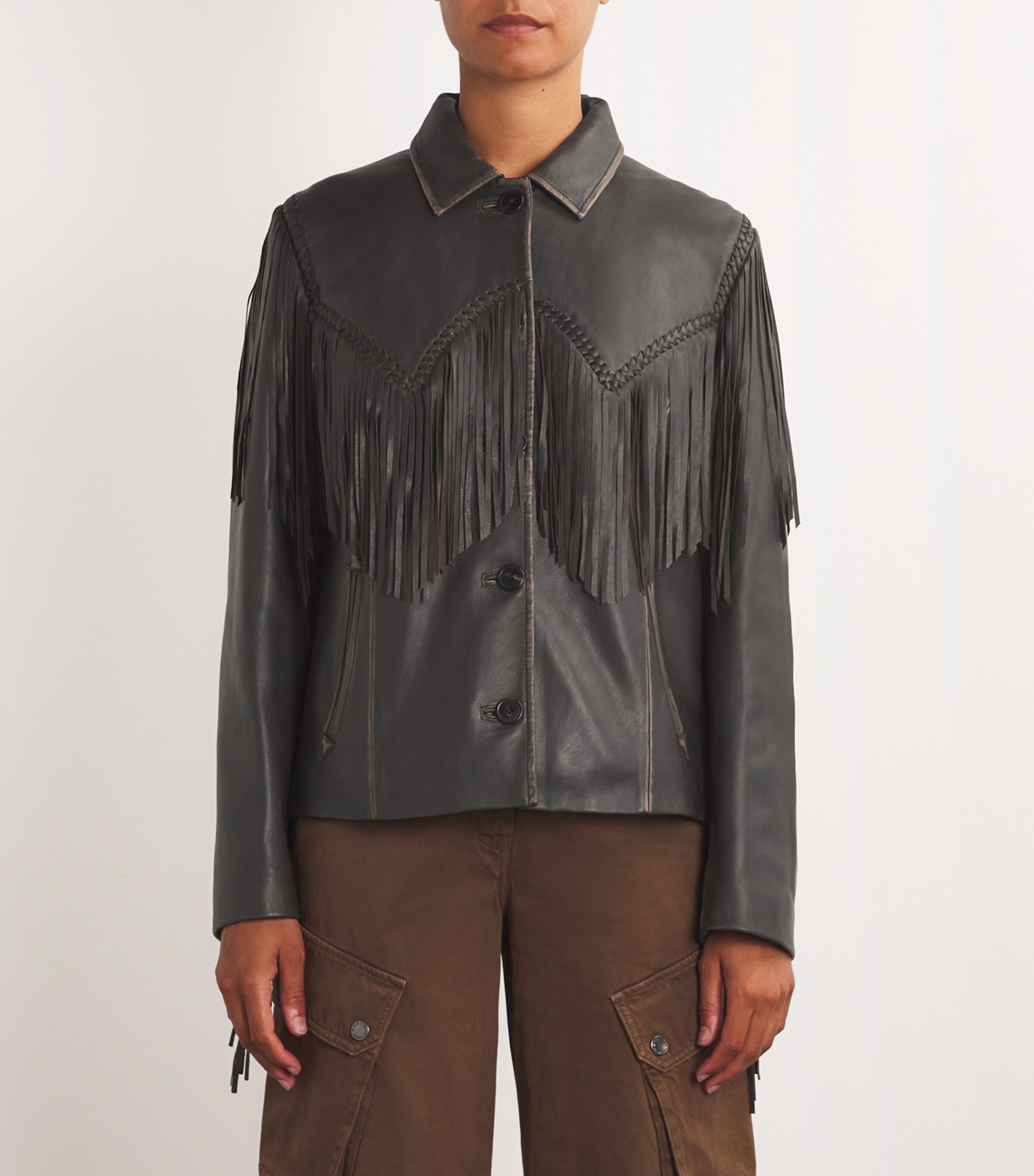 Weekend Max Mara Nappa Leather Fringed Jacket | Harrods US