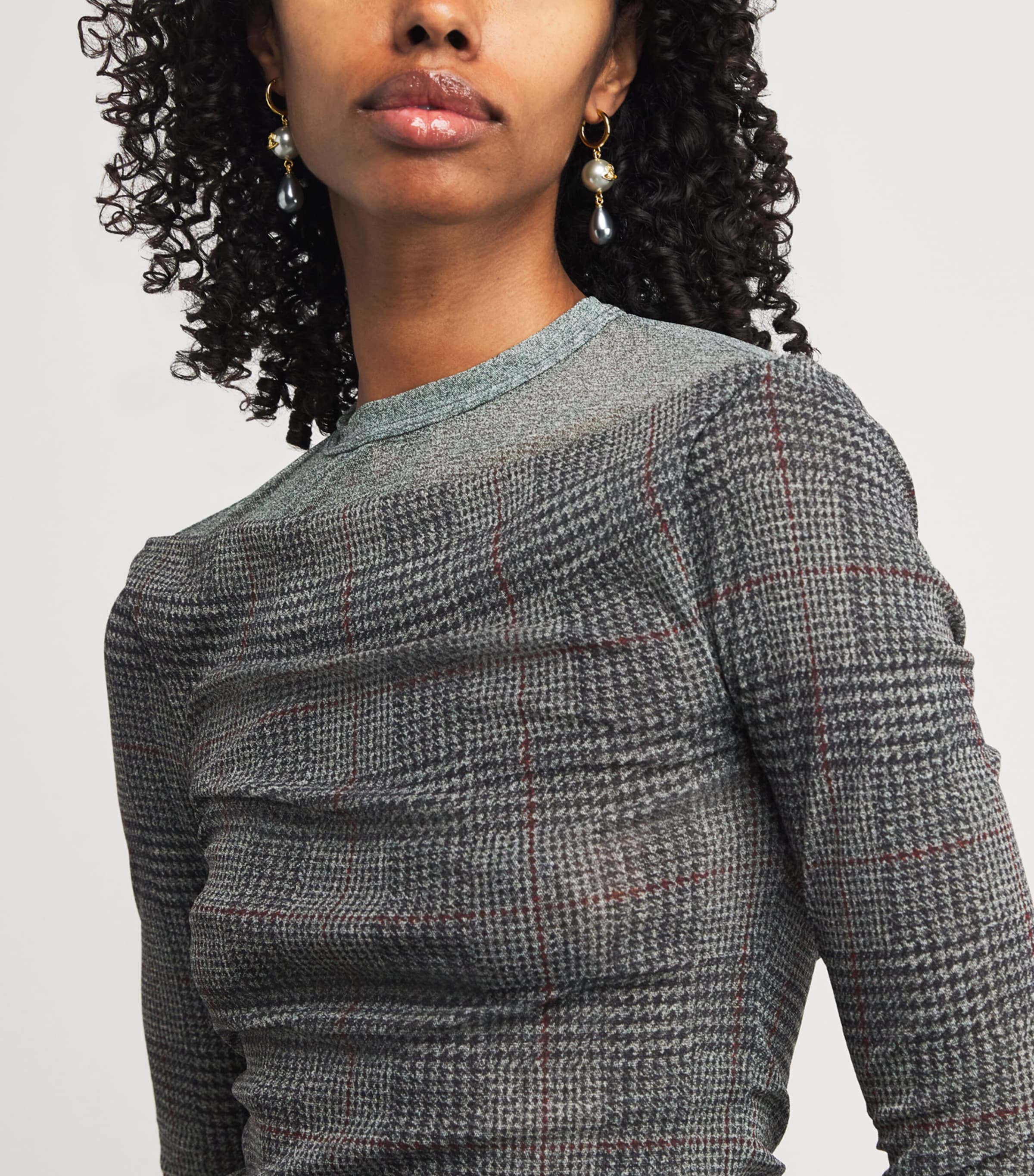 Faux Pearl Martha Drop Earrings R961 GLD/GREY PRL Image 5