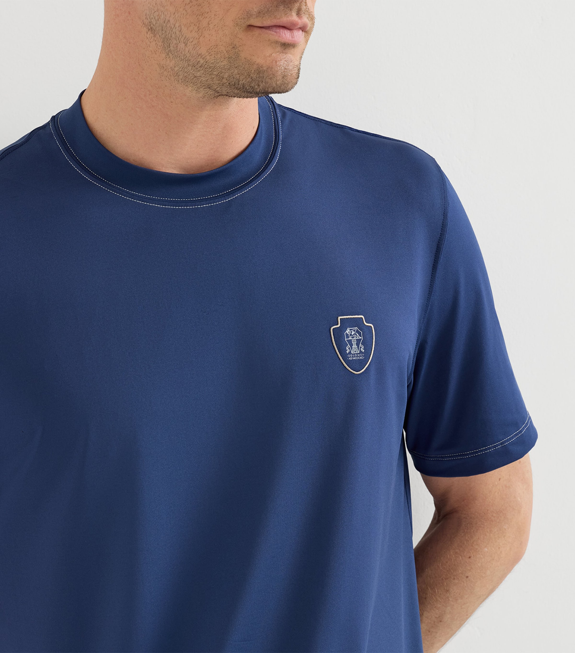 Brunello Cucinelli Mens Comfort Nylon Logo T-Shirt Blue Image 6