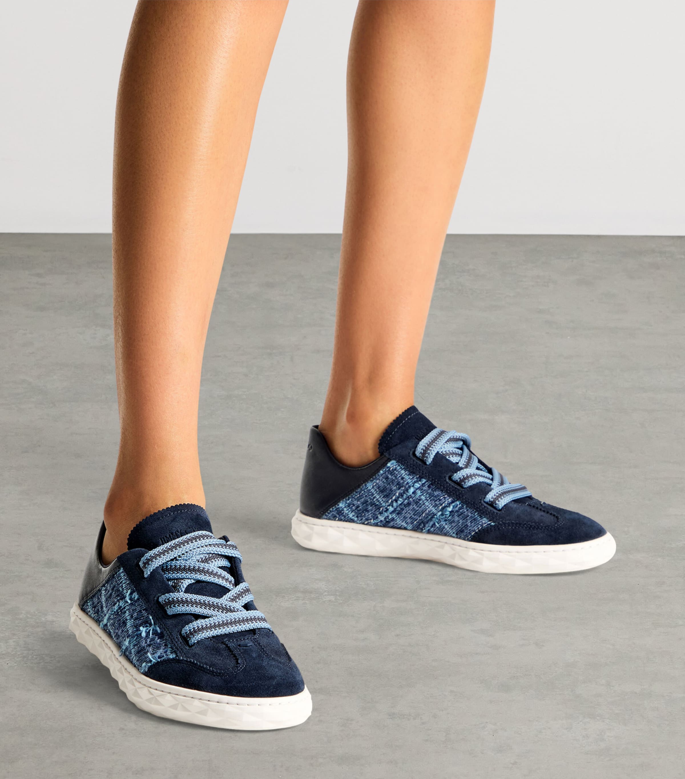 Jimmy Choo Diamond Light Flex Suede-Leather Sneakers V Marine/denim Image 2