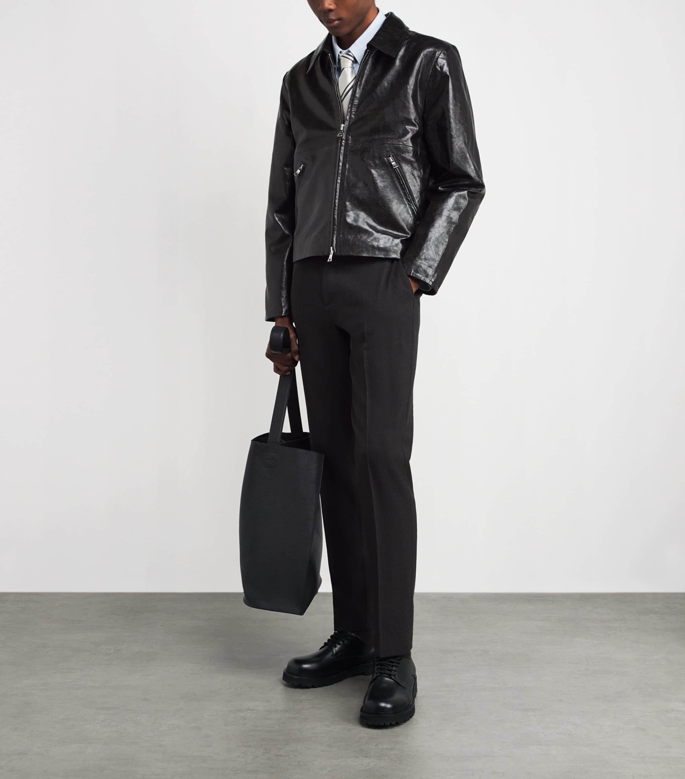 Won Hundred Mens Leather Dutton Jacket Black Image 2