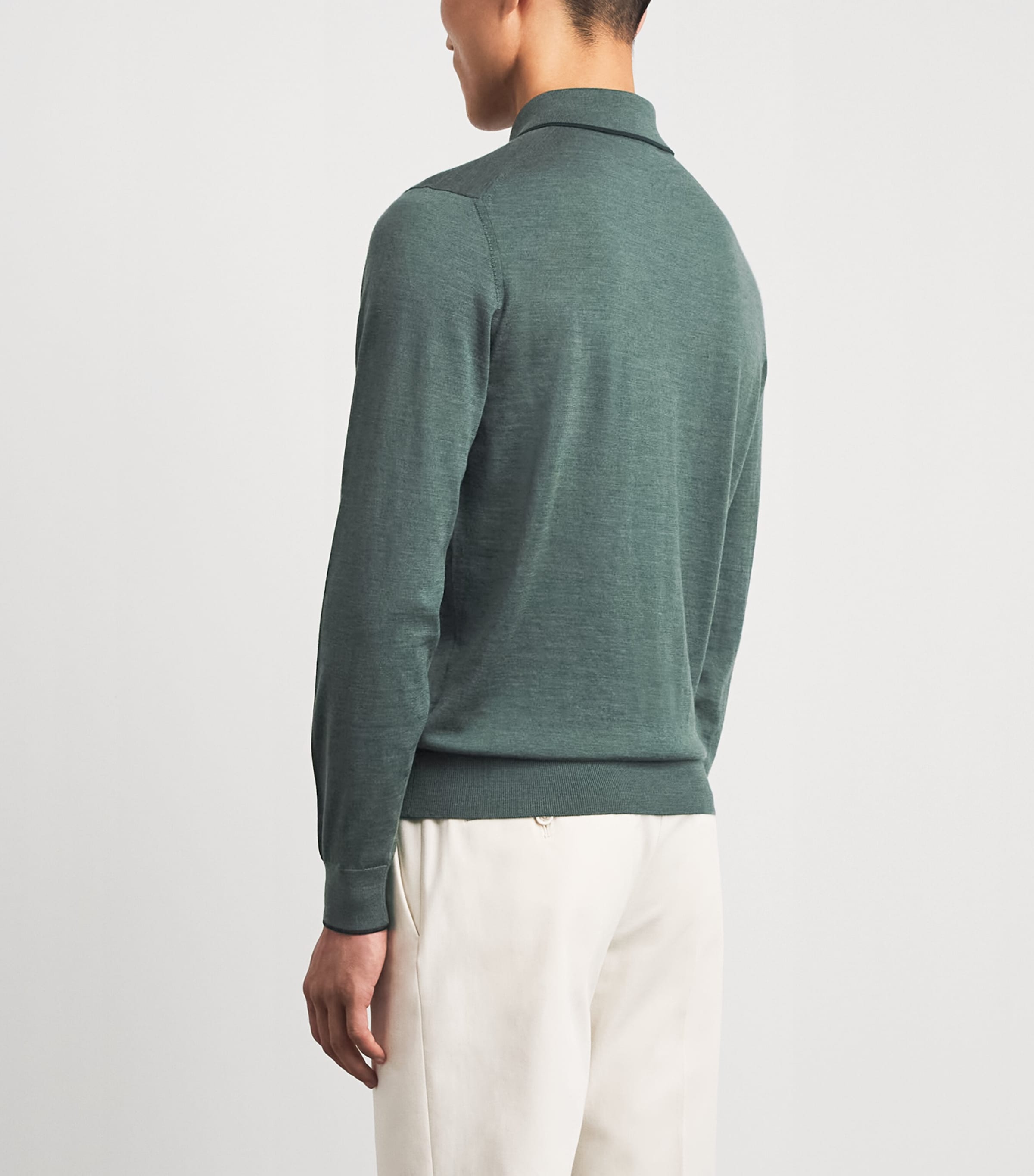 Fioroni Cashmere Mens Virgin Wool Long-Sleeve Polo Shirt Image 5