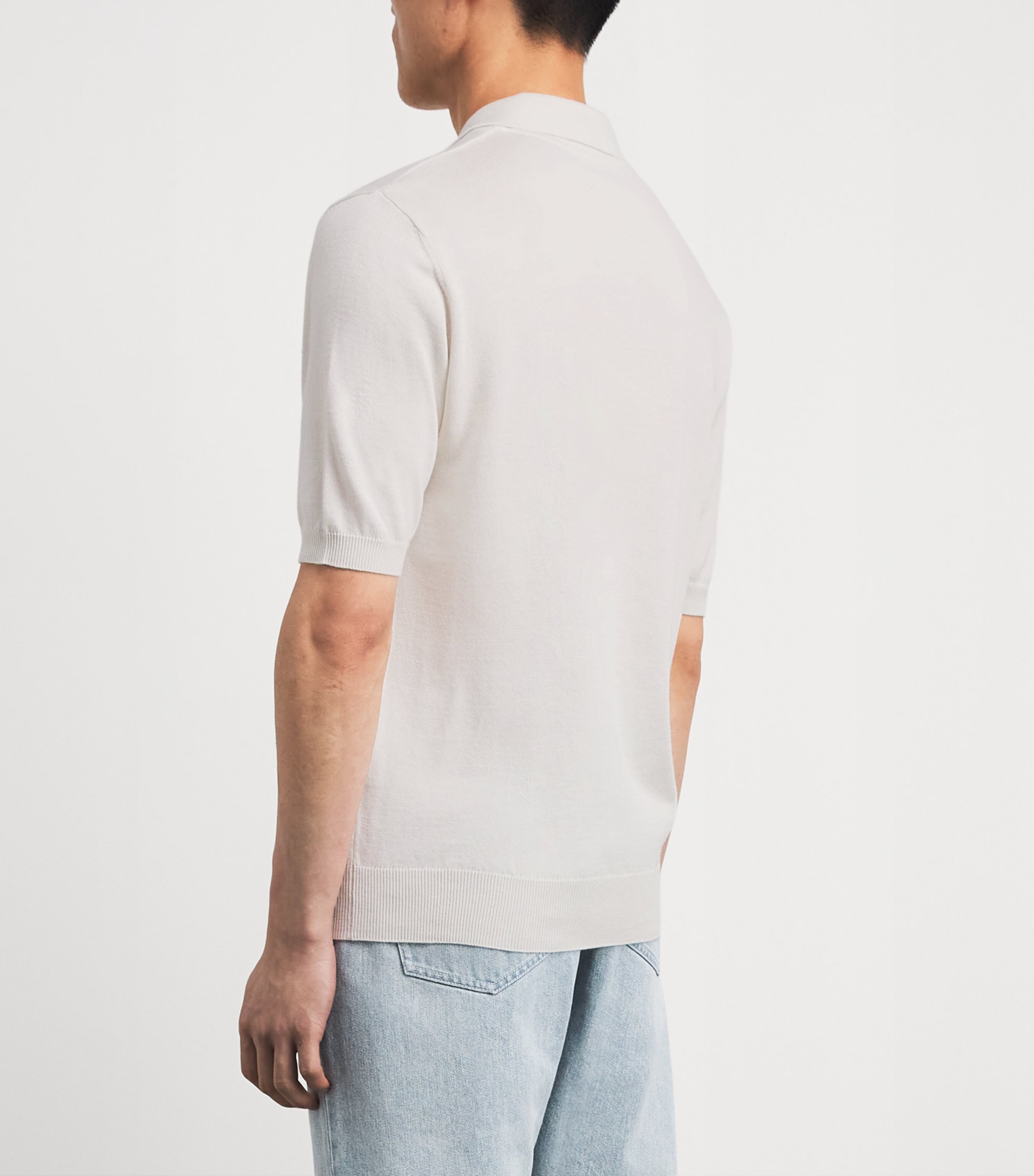Eleventy Mens Cotton-Cashmere Polo Shirt Bianco Image 5