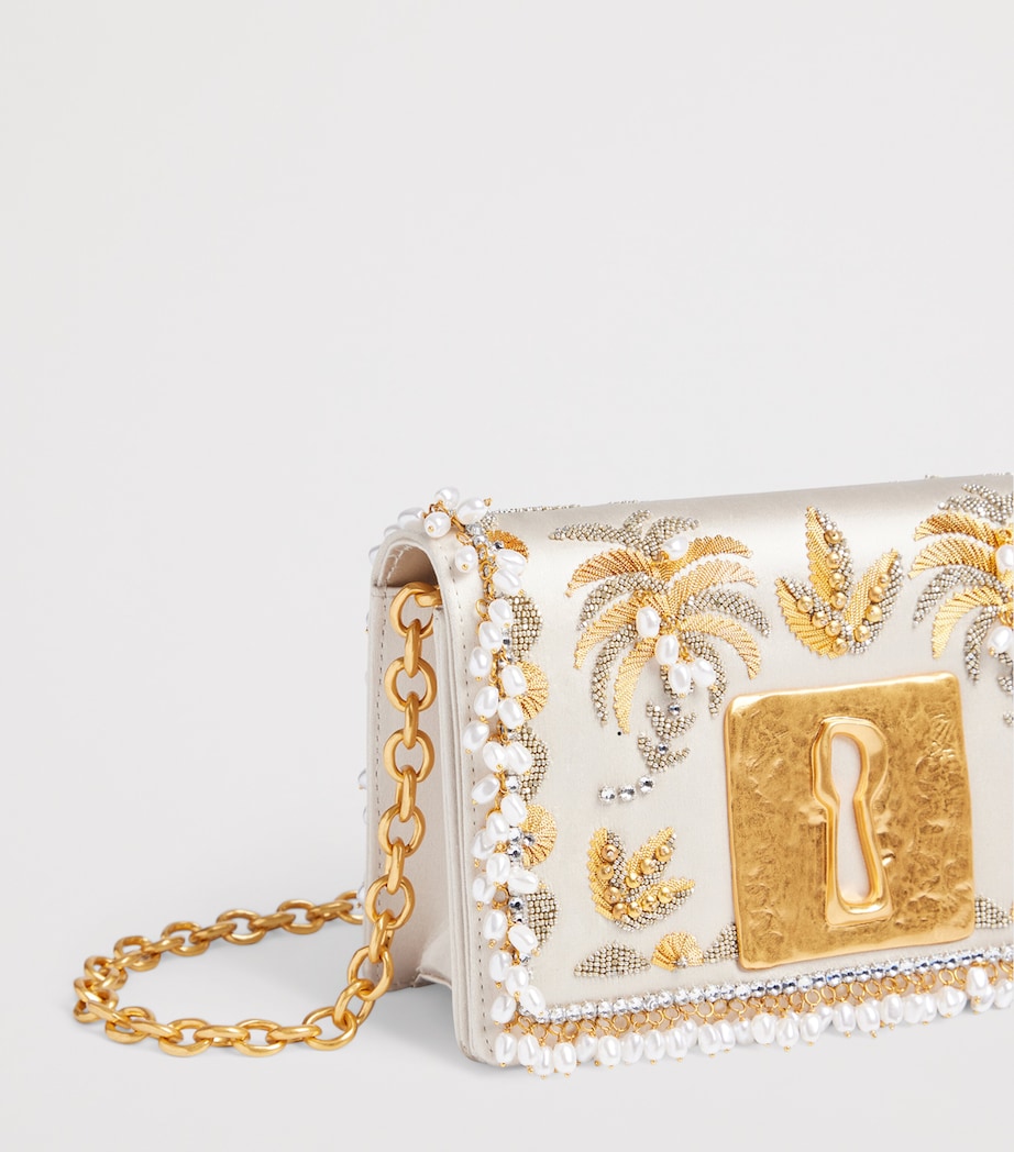 Schiaparelli Embellished Keyhole Bijoux Clutch Bag Ivory Image 4