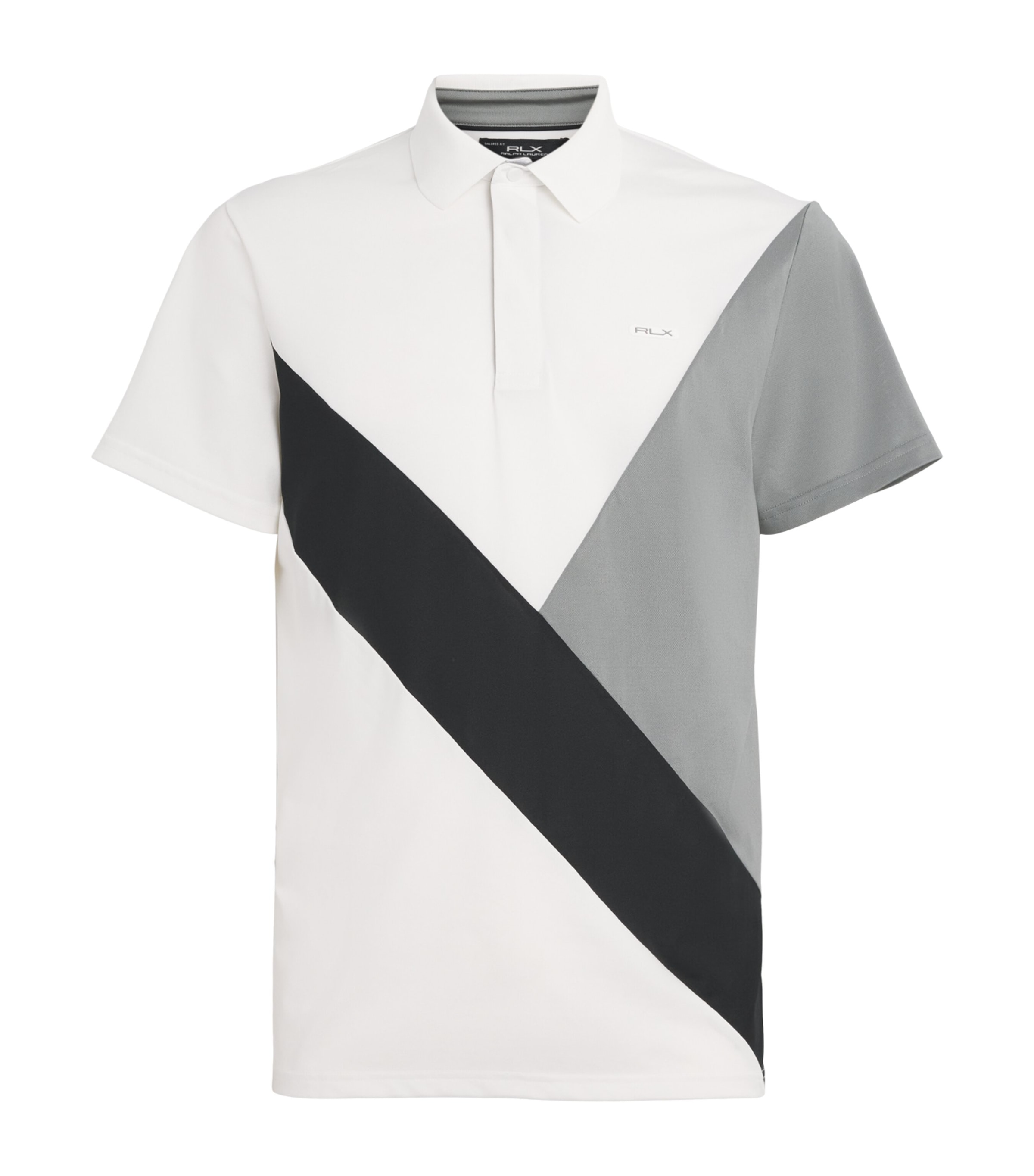RLX Ralph Lauren Mens Colour-Block Polo Shirt Peak Grey Multi Image 1