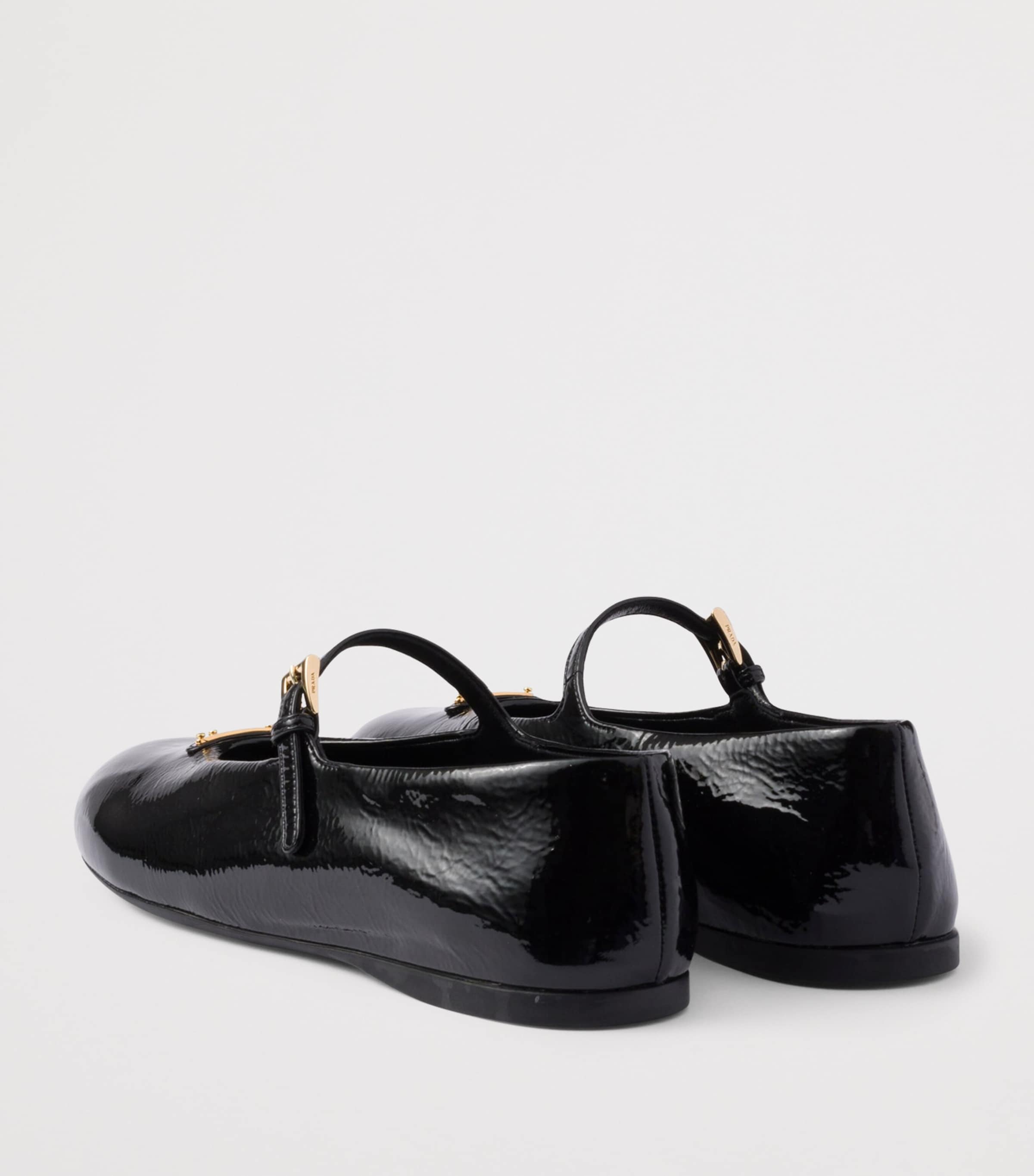 Prada Patent Leather Triangle Ballet Flats Black Image 4