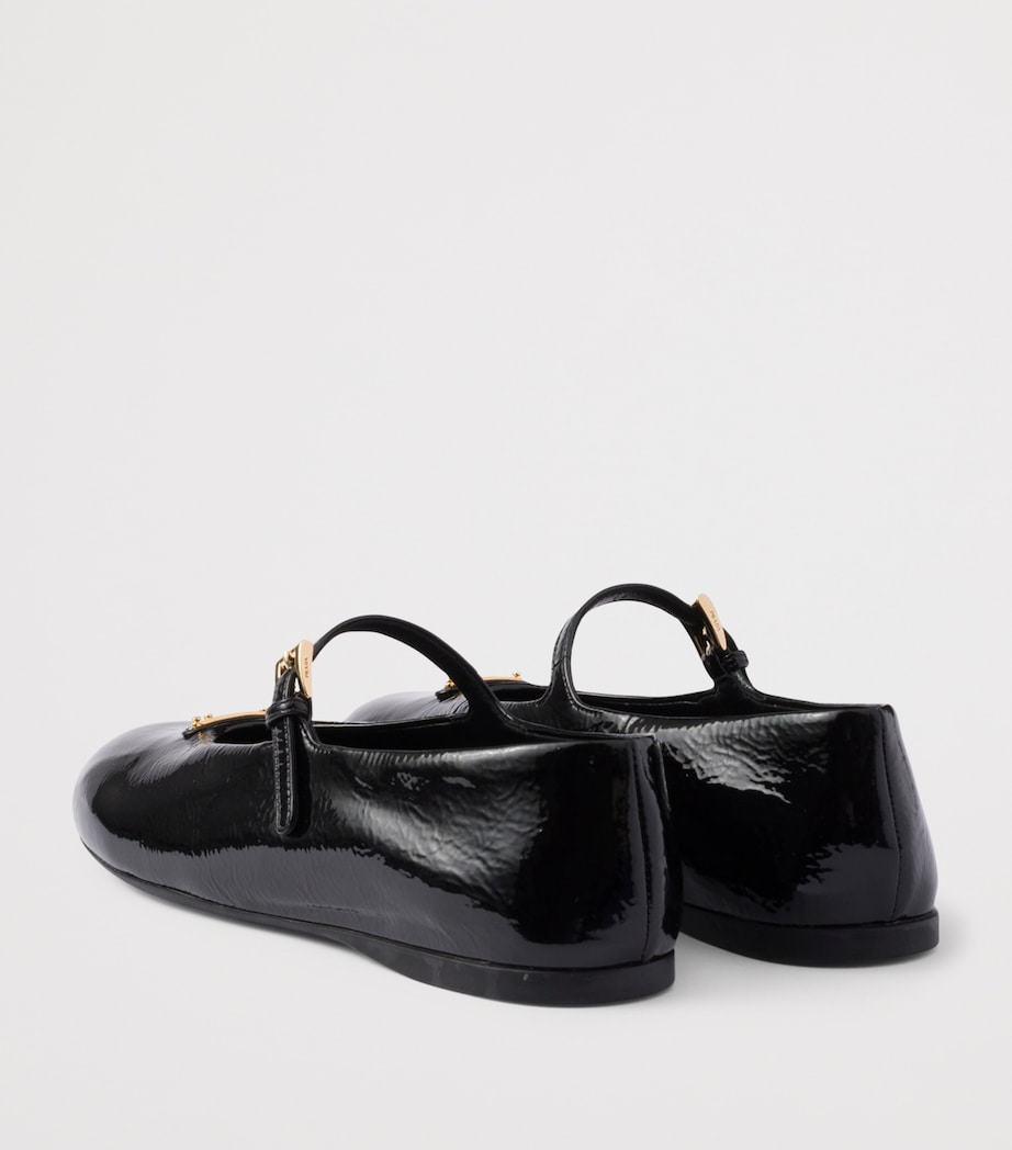 Prada Patent Leather Triangle Ballet Flats Black Image 4