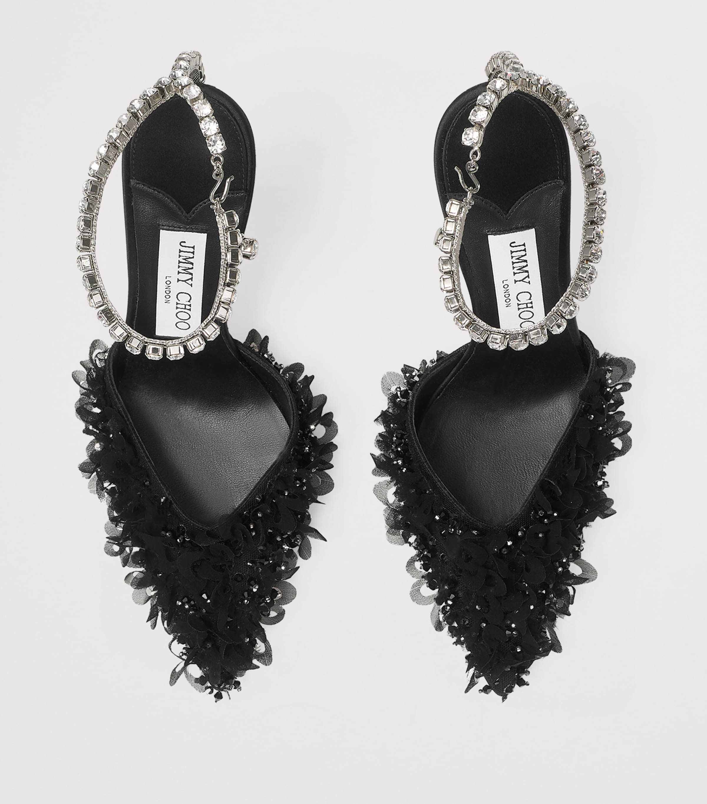 Saeda 100 Satin Embellished Heeled Sandals BLACK/CRYSTAL Image 3